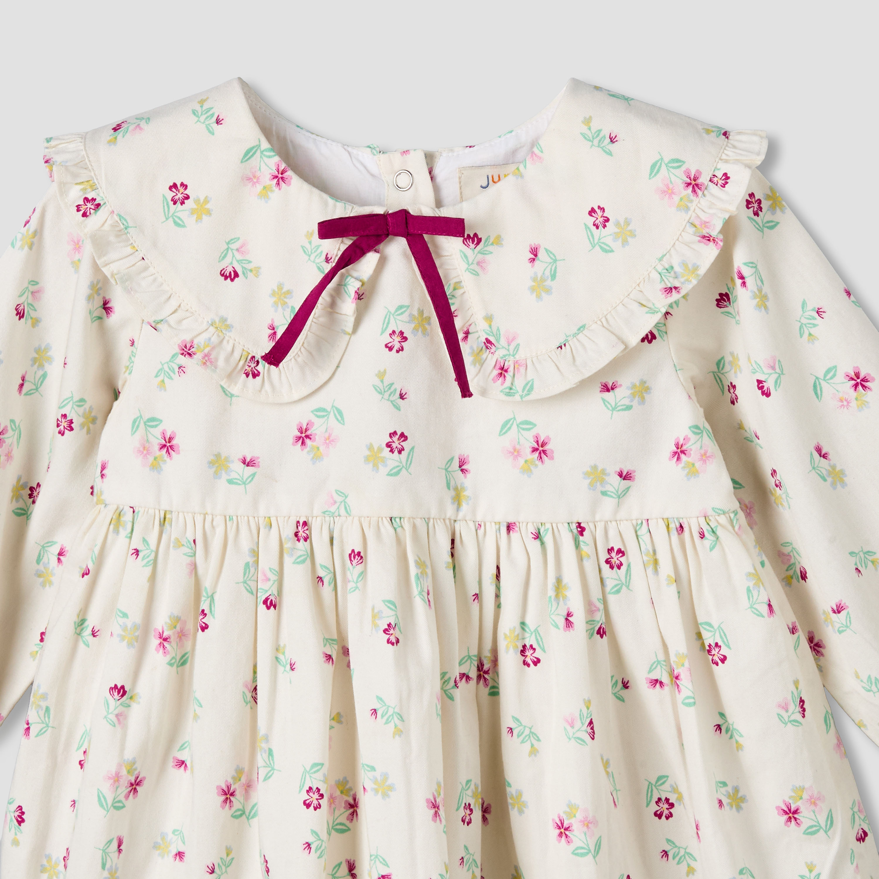 Juniors Peter Pan Collar Long Sleeve A-line Dress with Floral Print-baby-girls-clothing-dressesandjumpsuits-image-4