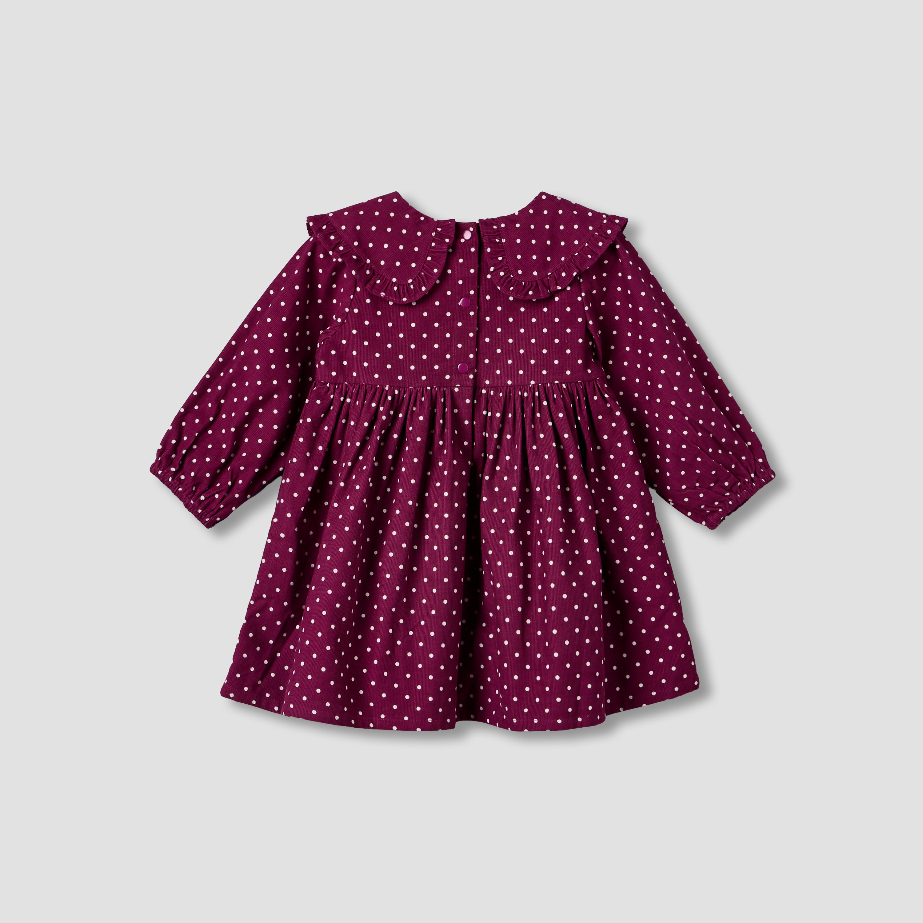 فستان بأكمام طويلة وياقة بيتر بان وطبعات منقطة من جونيورز-baby-girls-clothing-dressesandjumpsuits-image-3