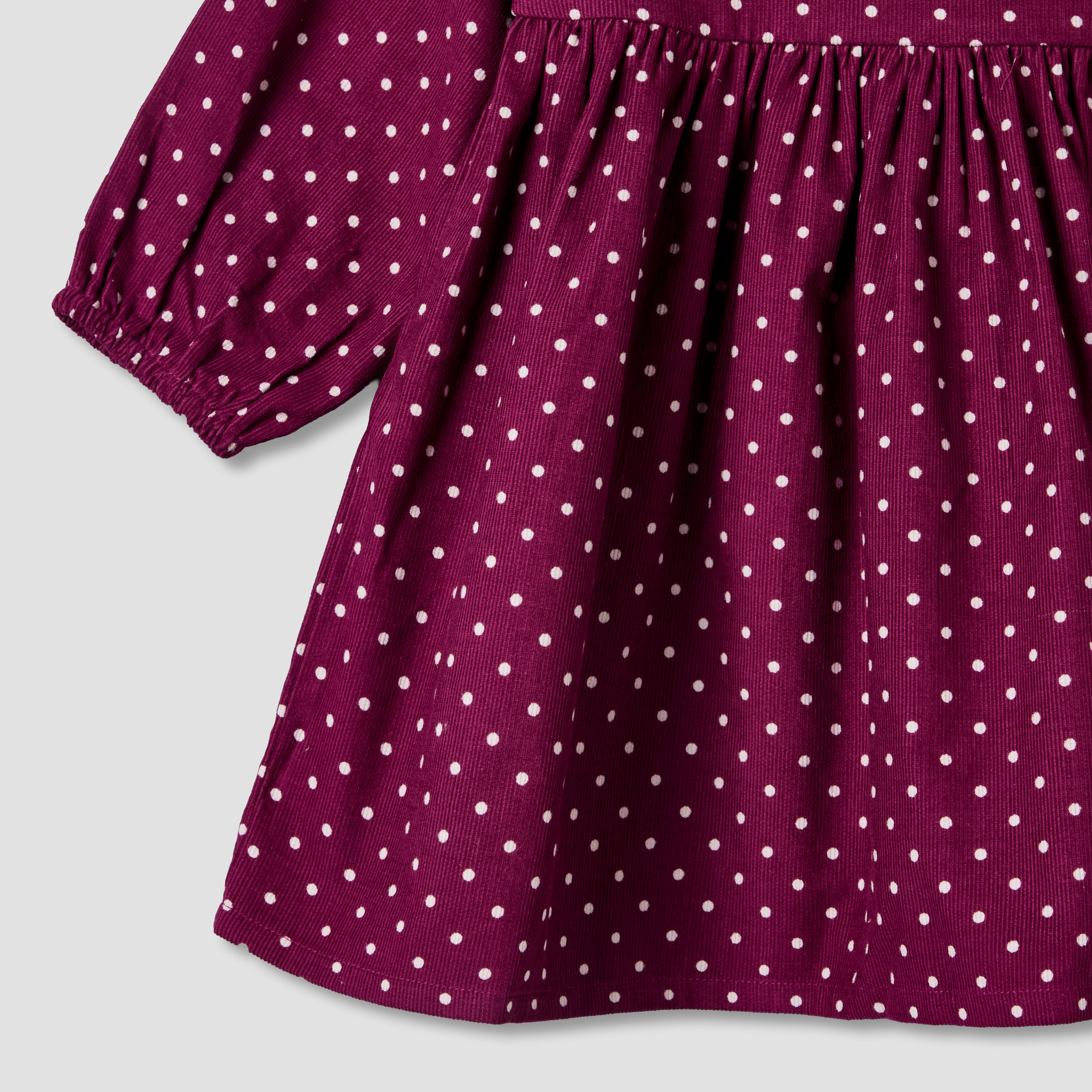 فستان بأكمام طويلة وياقة بيتر بان وطبعات منقطة من جونيورز-baby-girls-clothing-dressesandjumpsuits-image-5