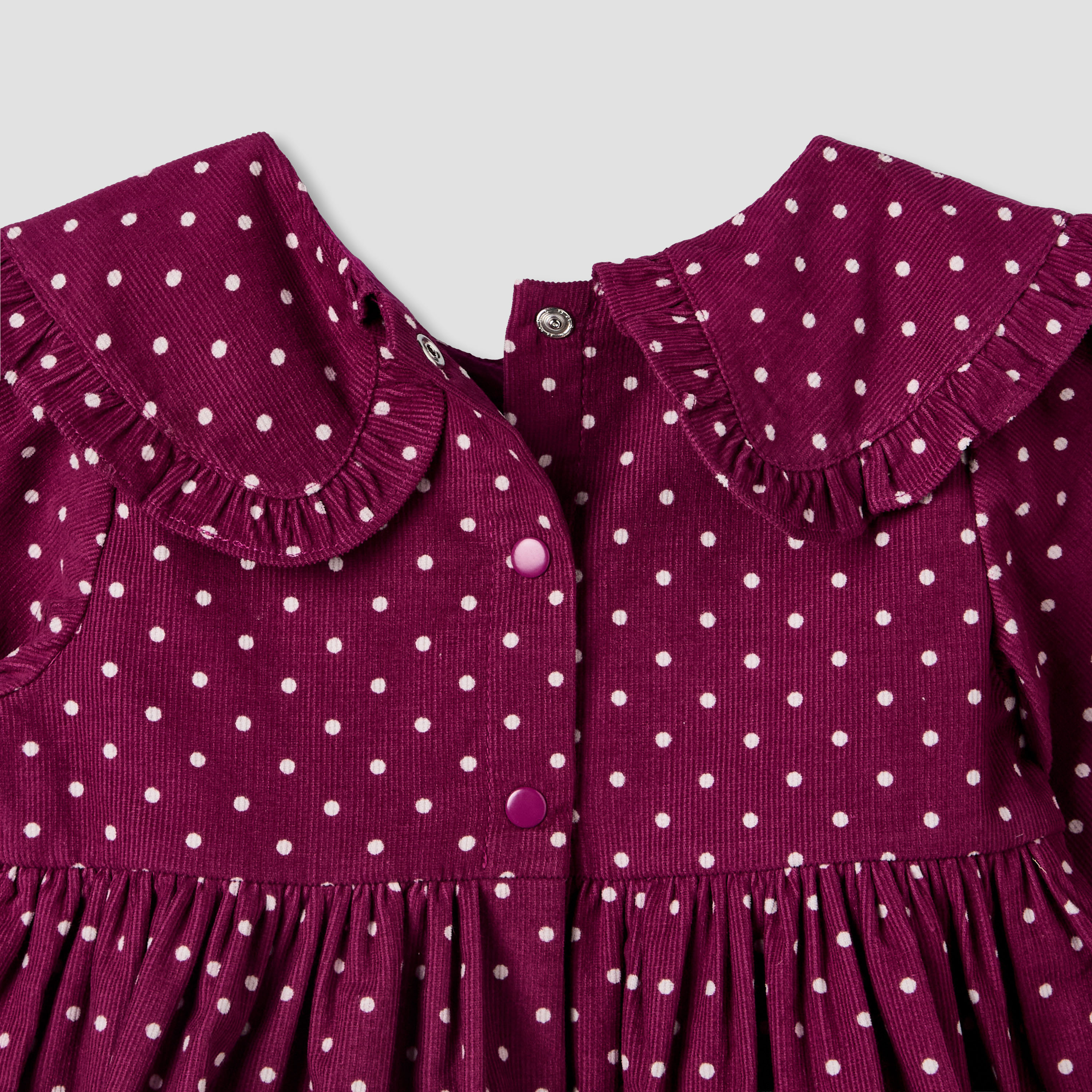 فستان بأكمام طويلة وياقة بيتر بان وطبعات منقطة من جونيورز-baby-girls-clothing-dressesandjumpsuits-image-6