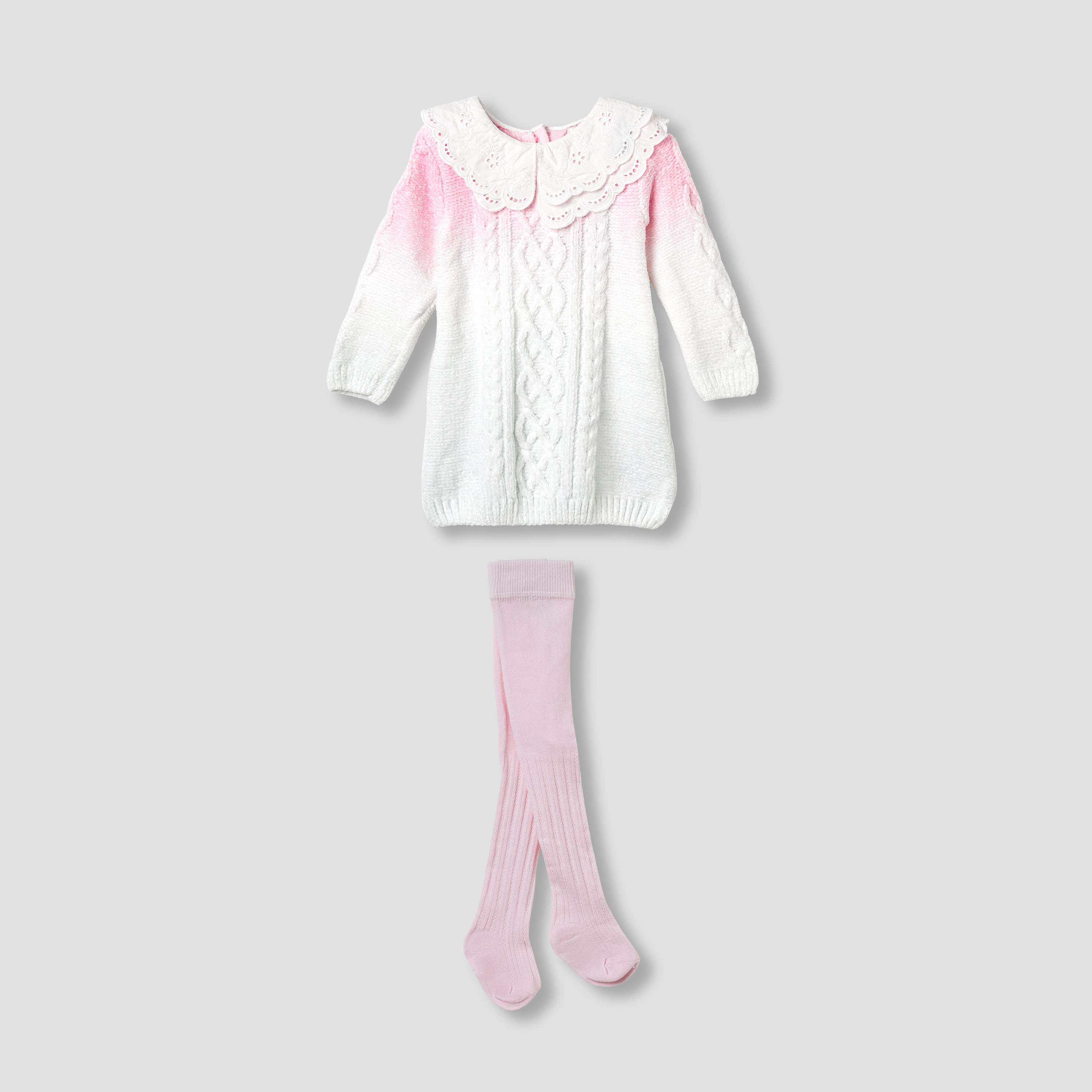Juniors Cable Knit Textured Dress with Tights-baby-girls-clothing-dressesandjumpsuits-image-1