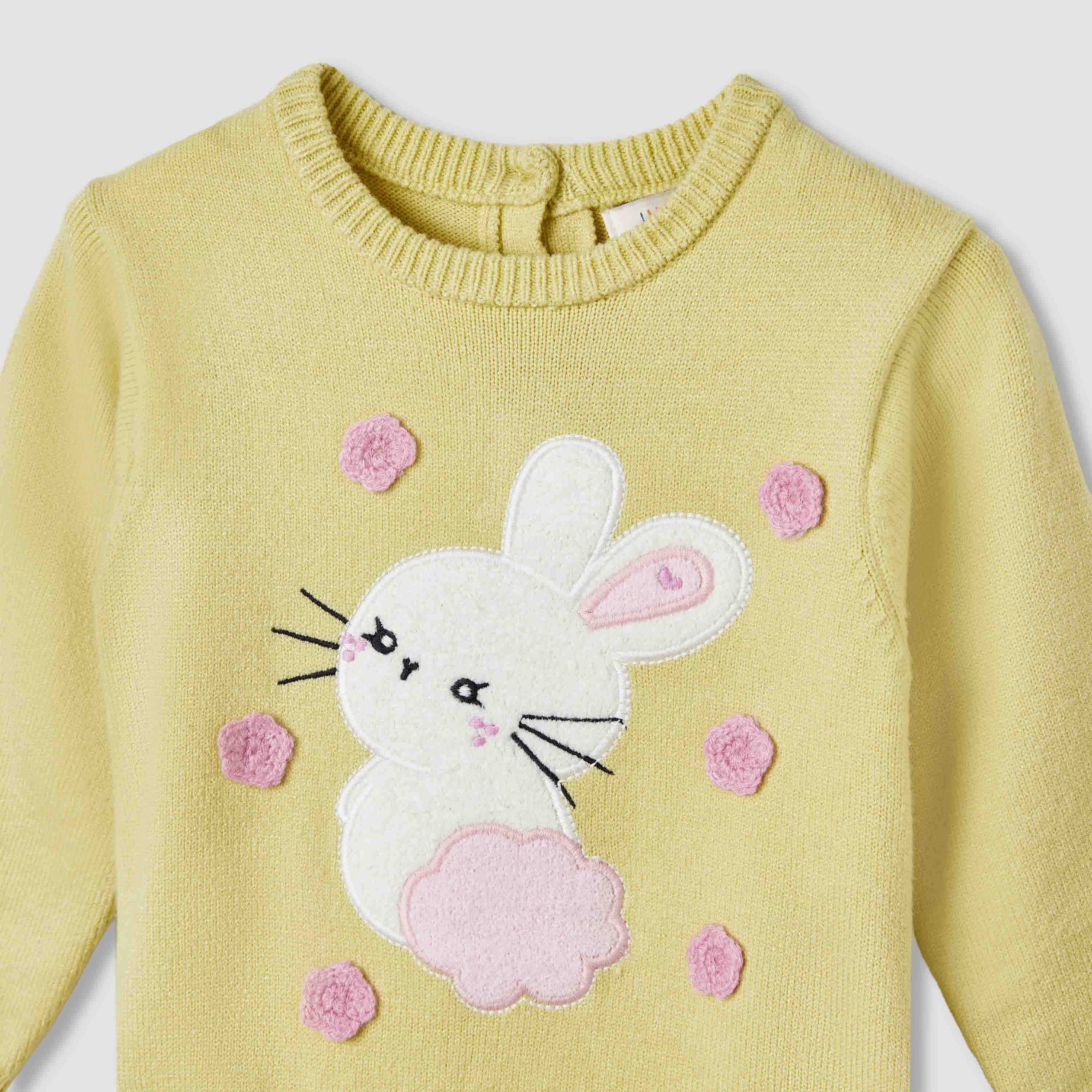 Juniors Bunny Embroidered Dress with Tights-baby-girls-clothing-dressesandjumpsuits-image-5