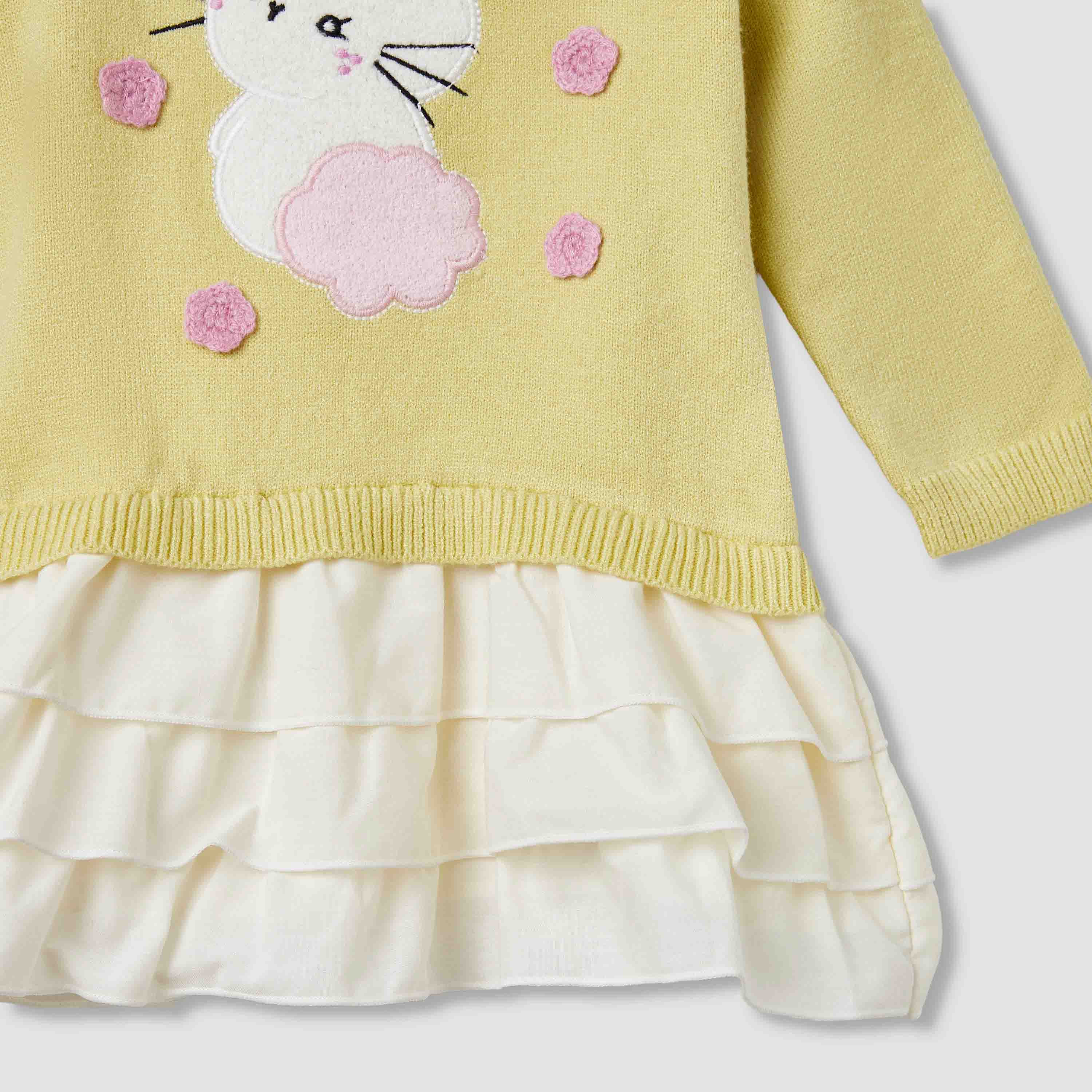 Juniors Bunny Embroidered Dress with Tights-baby-girls-clothing-dressesandjumpsuits-image-7