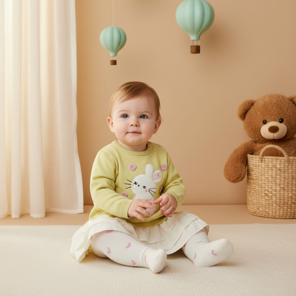 Juniors Bunny Embroidered Dress with Tights-baby-girls-clothing-dressesandjumpsuits-image-10