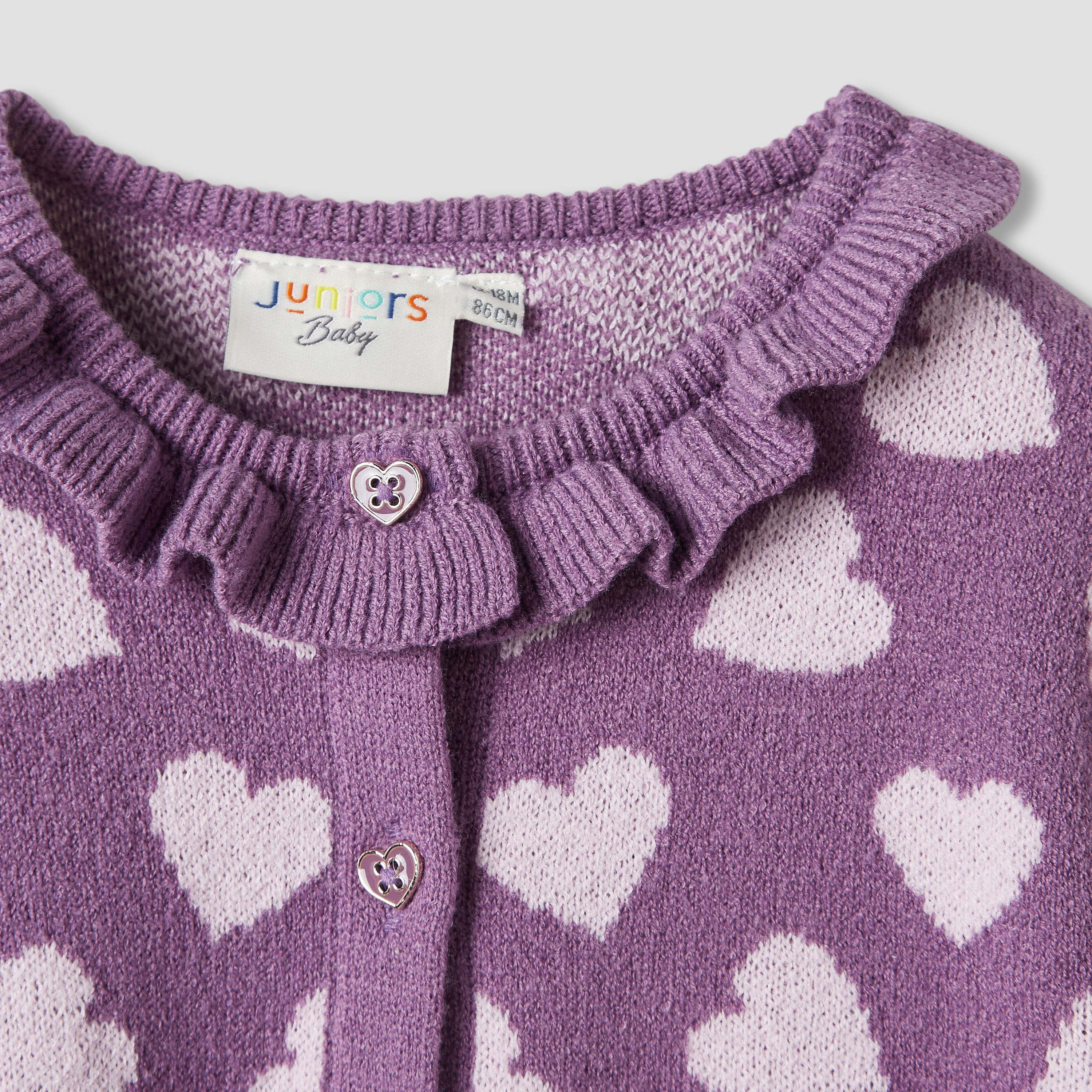 Juniors Heart Print Sweater Dress with Ribbed Tights-baby-girls-clothing-winterwear-dresses-image-5