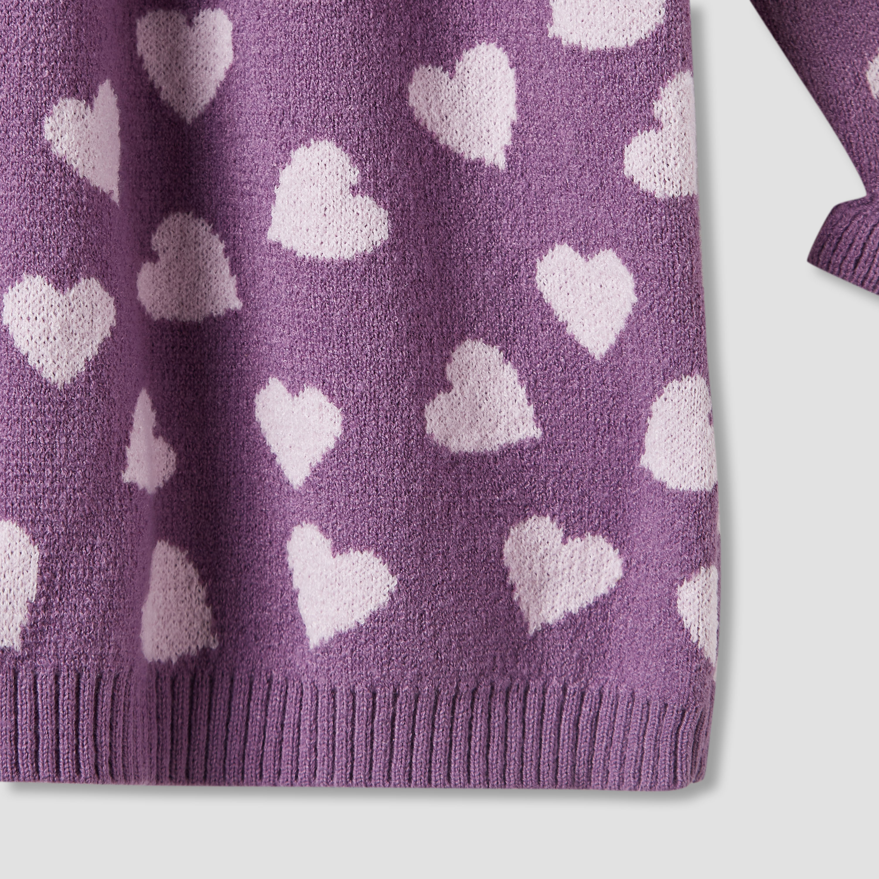 Juniors Heart Print Sweater Dress with Ribbed Tights-baby-girls-clothing-winterwear-dresses-image-6