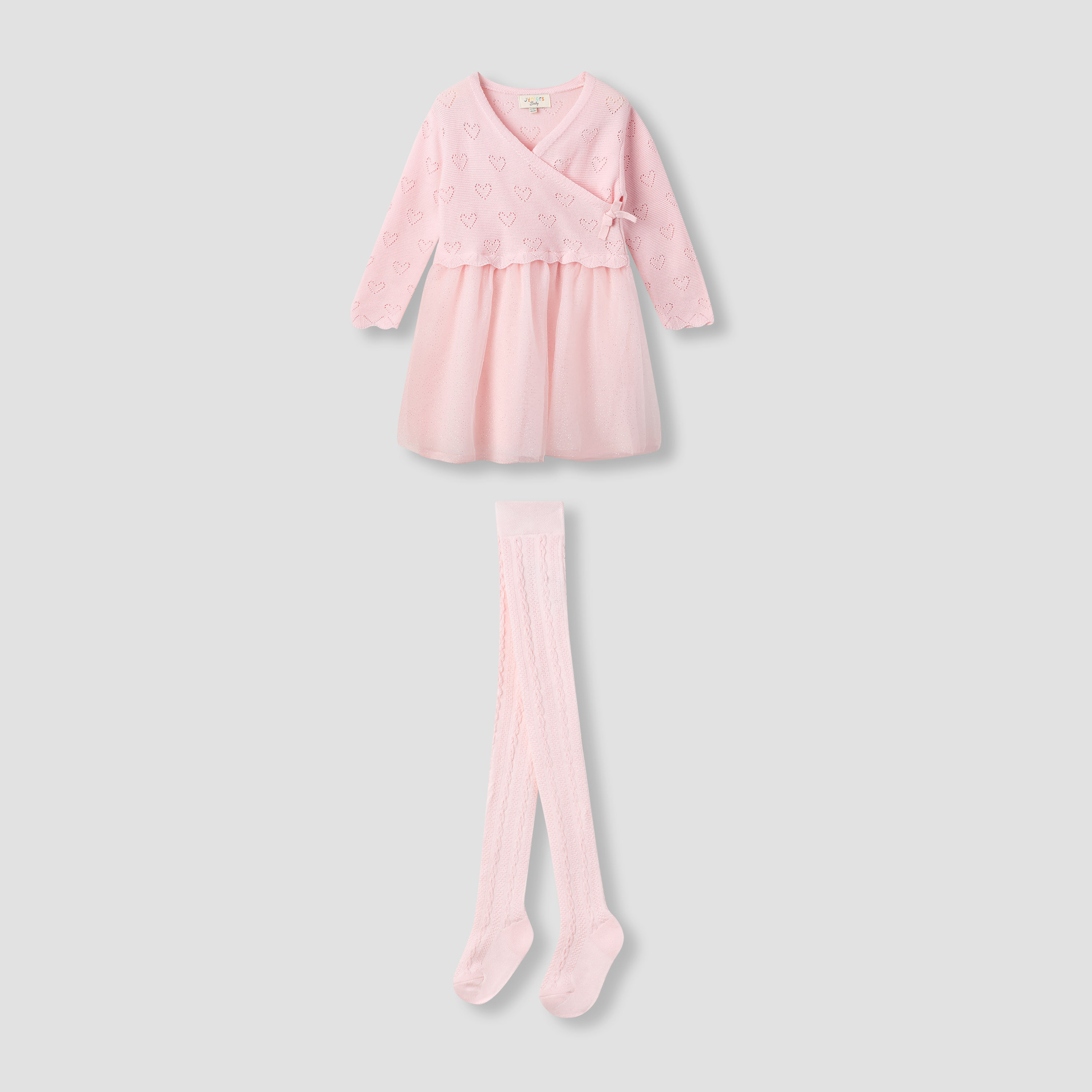 فستان بارز الملمس بياقة V وكولون من جونيورز-baby-girls-clothing-winterwear-dresses-image-2