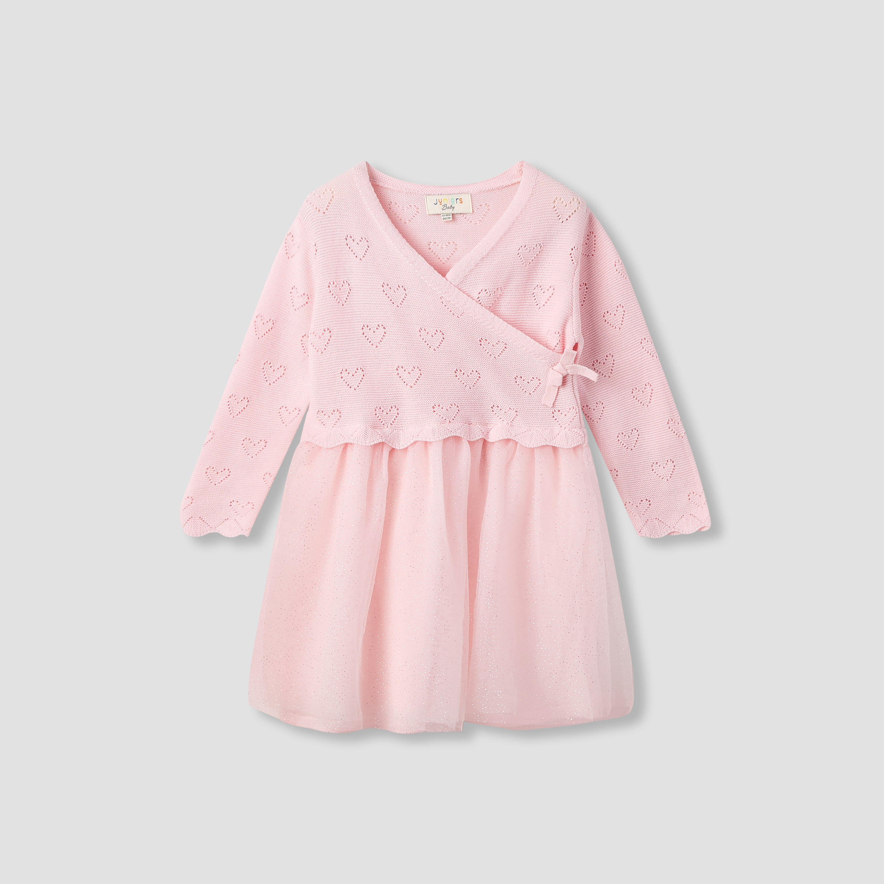 فستان بارز الملمس بياقة V وكولون من جونيورز-baby-girls-clothing-winterwear-dresses-image-3