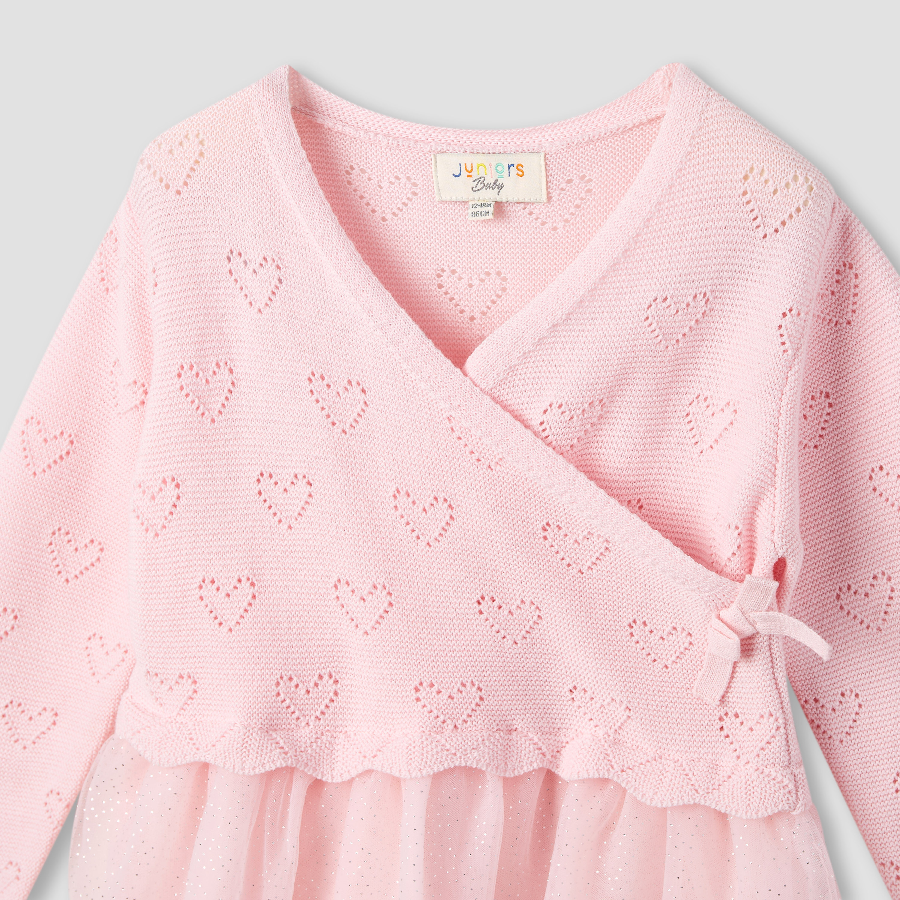 فستان بارز الملمس بياقة V وكولون من جونيورز-baby-girls-clothing-winterwear-dresses-image-5