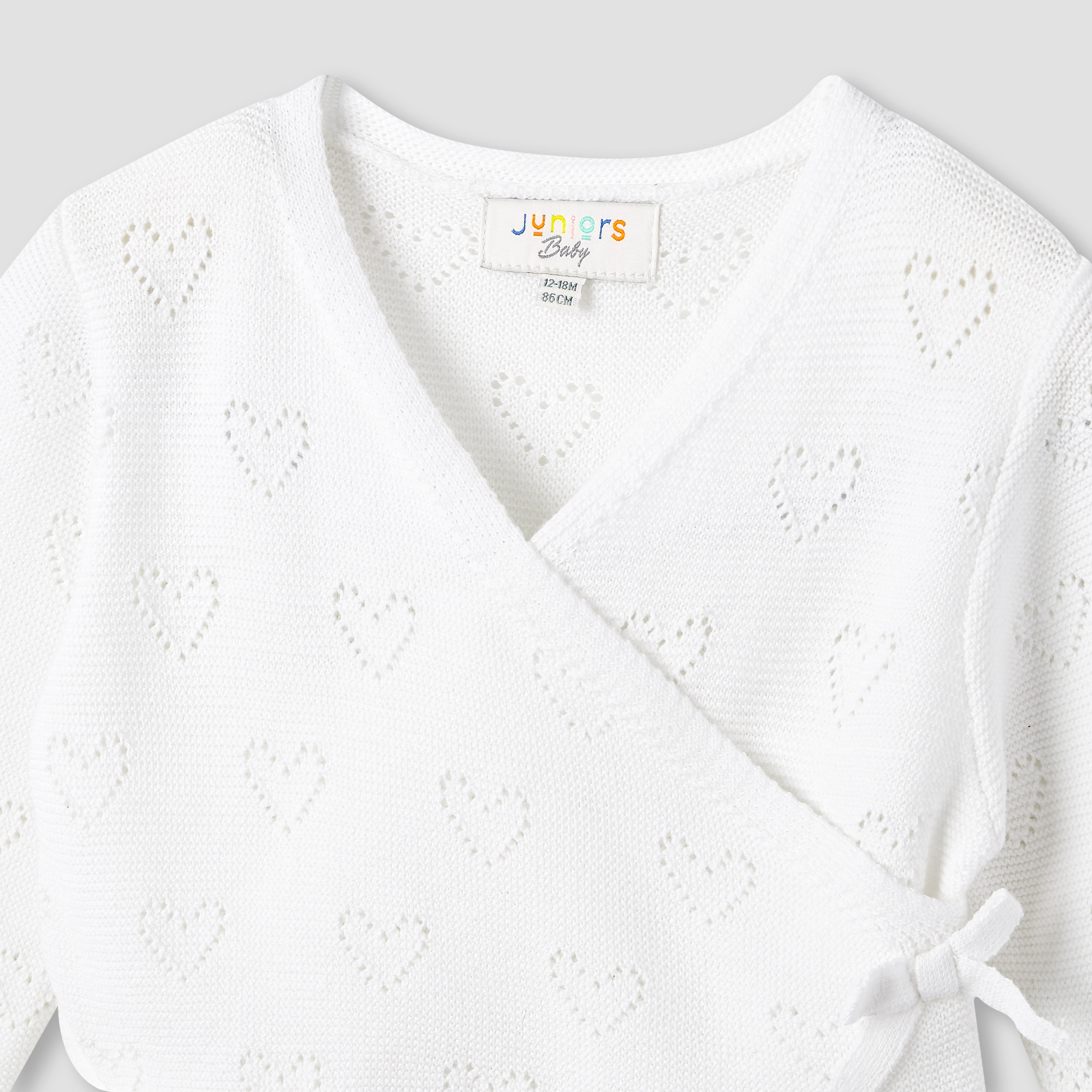 Juniors Textured V-neck Dress and Tights Set-baby-girls-clothing-winterwear-dresses-image-5