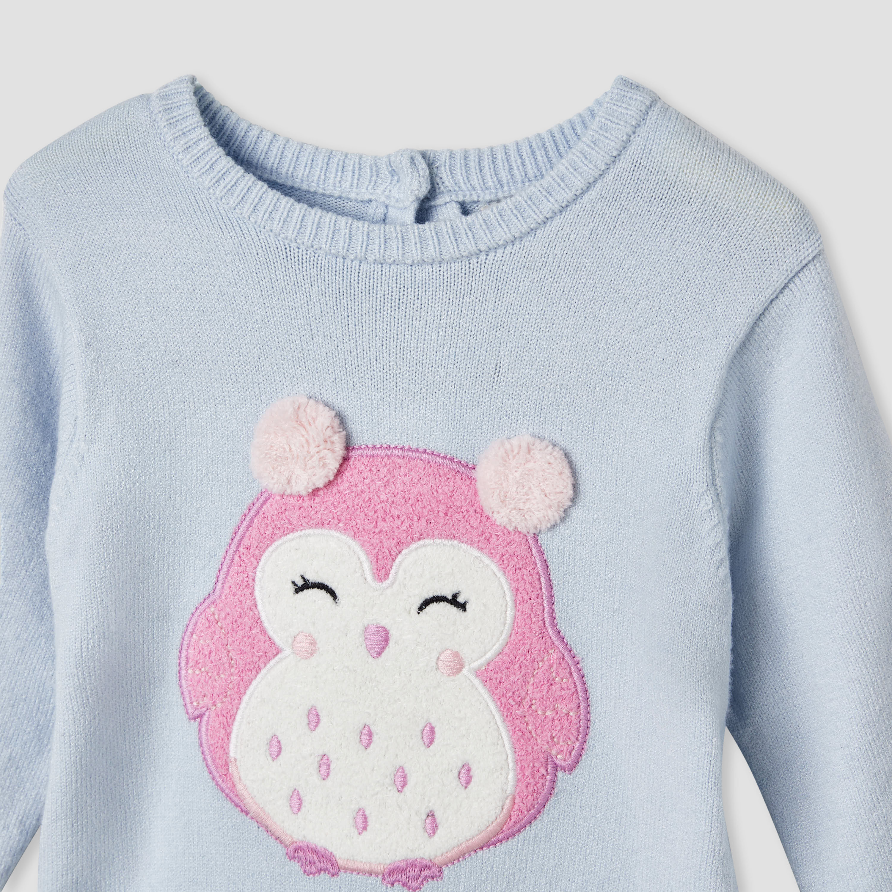 Juniors Owl Applique Dress with Long Sleeves and Stockings-baby-girls-clothing-winterwear-dresses-image-5
