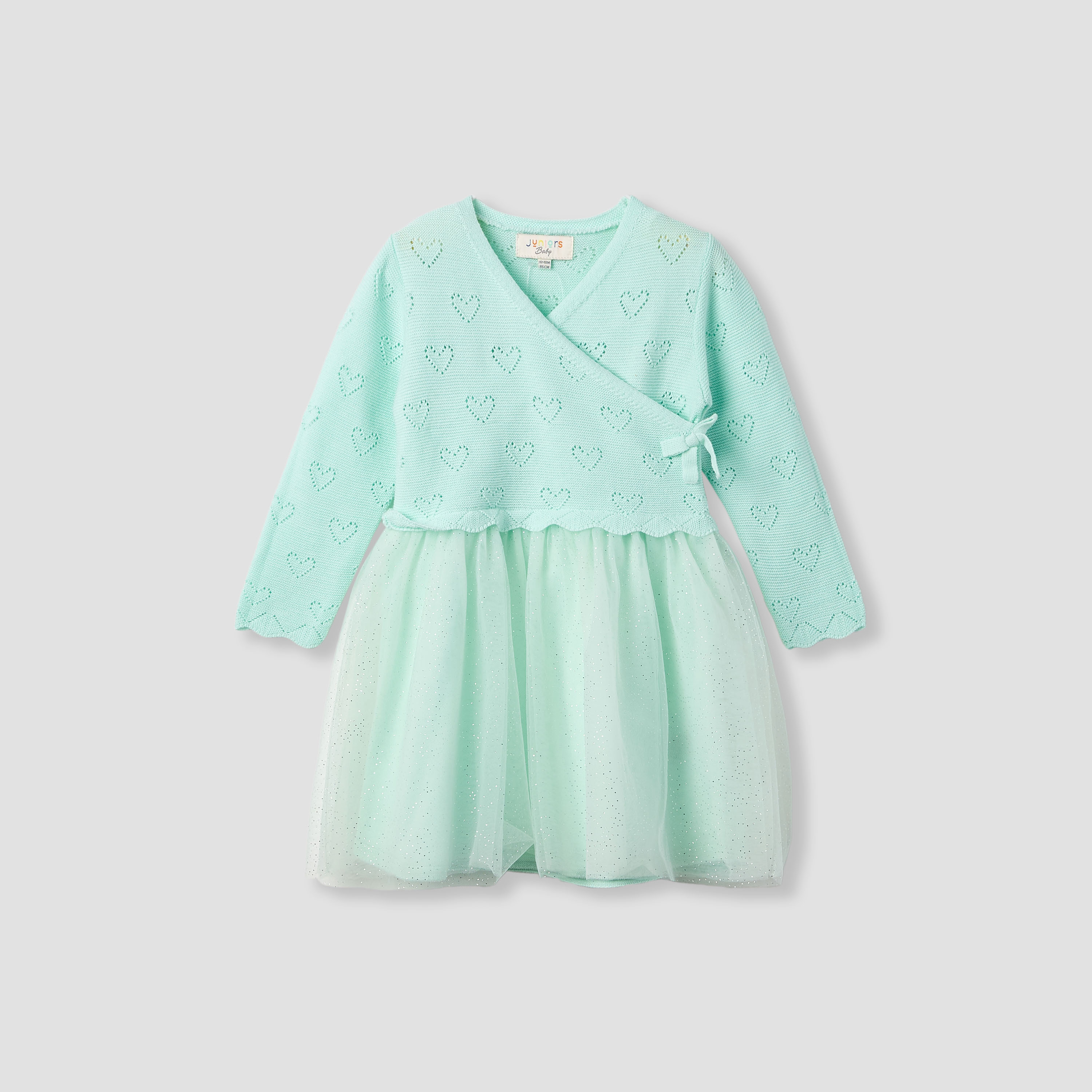 Juniors Textured V-neck Dress and Tights Set-baby-girls-clothing-dressesandjumpsuits-image-3