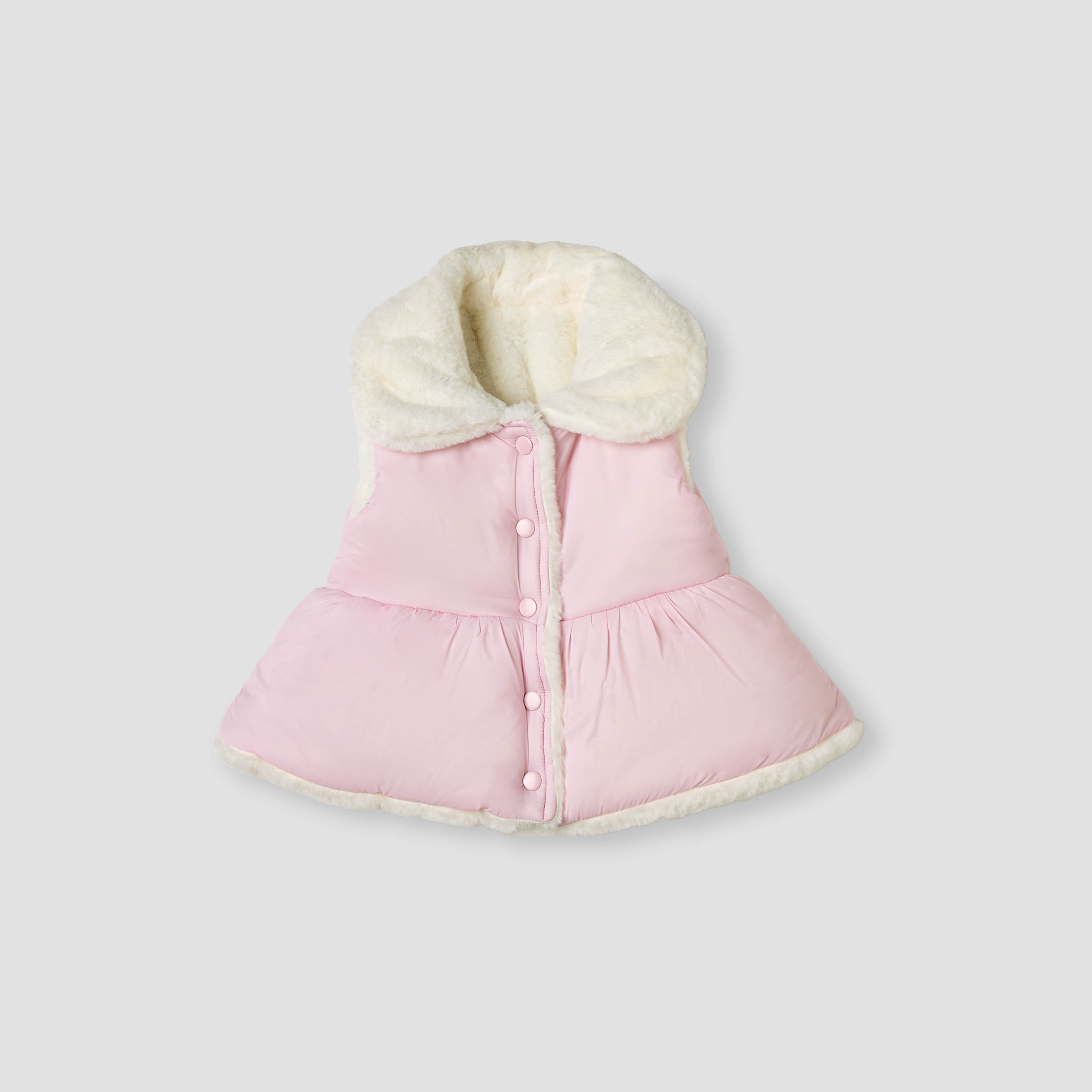 Juniors Solid Button Through Sleeveless Puffer Jacket-baby-girls-clothing-jacketsandcoats-image-1