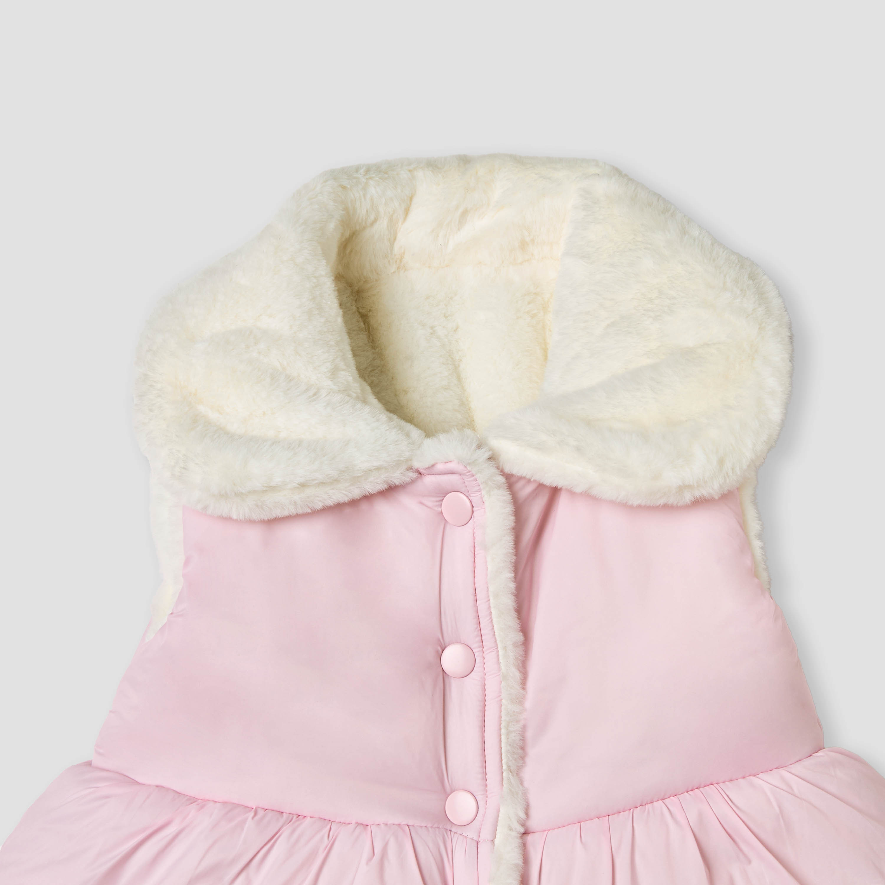 Juniors Solid Button Through Sleeveless Puffer Jacket-baby-girls-clothing-jacketsandcoats-image-3
