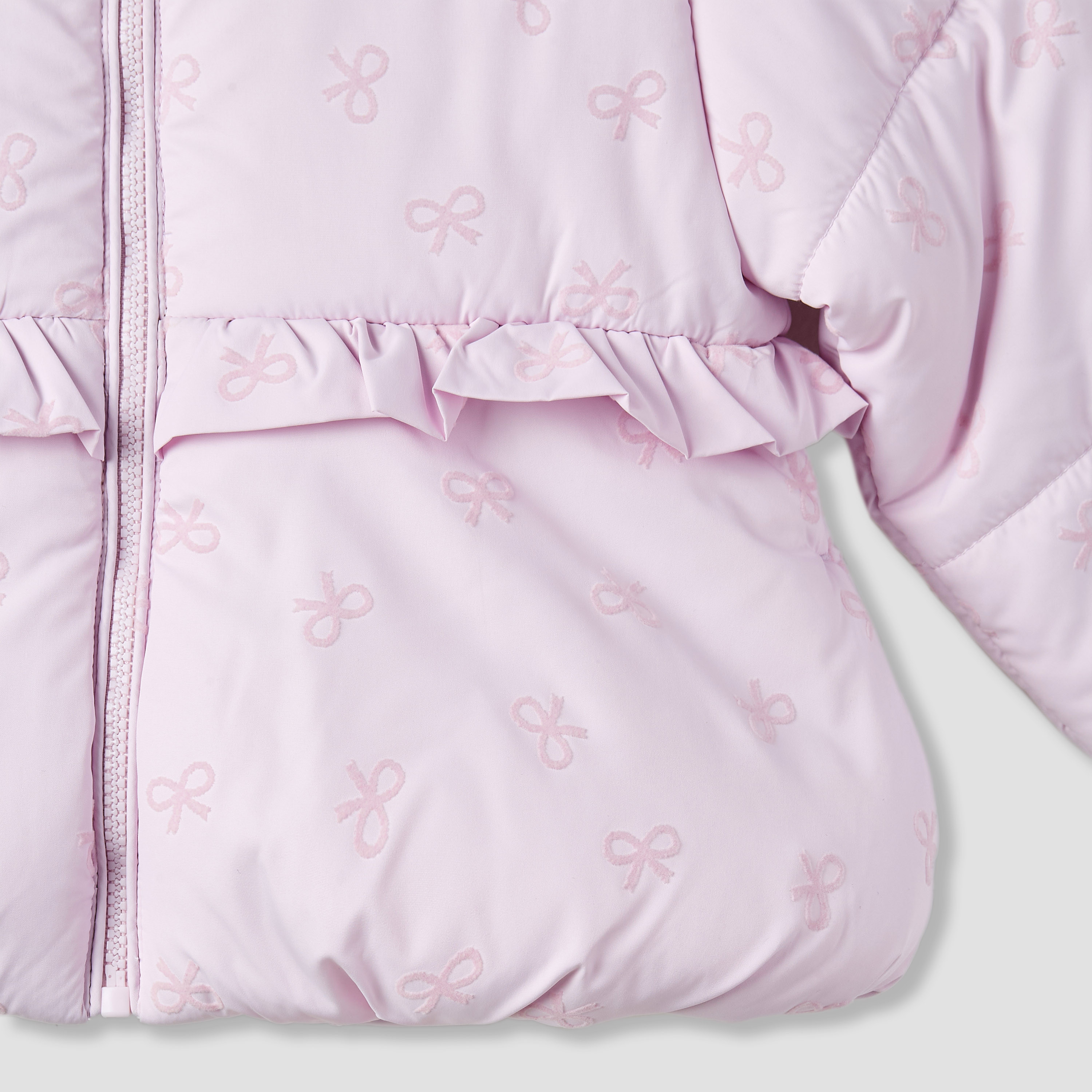 Juniors Bow Print Hooded Heavy Jacket with Long Sleeves-baby-girls-clothing-jacketsandcoats-image-4