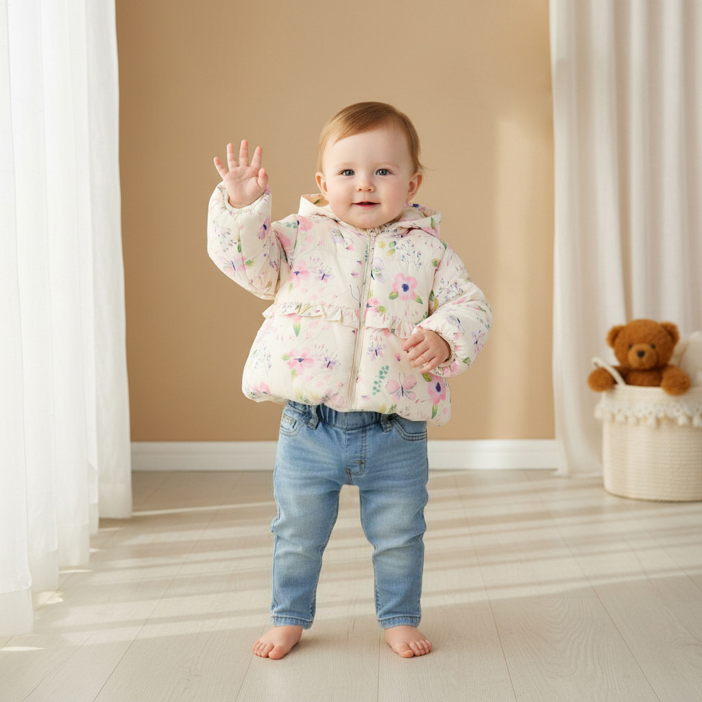 Juniors Floral Print Hooded Heavy Jacket with Long Sleeves-baby-girls-clothing-jacketsandcoats-image-6