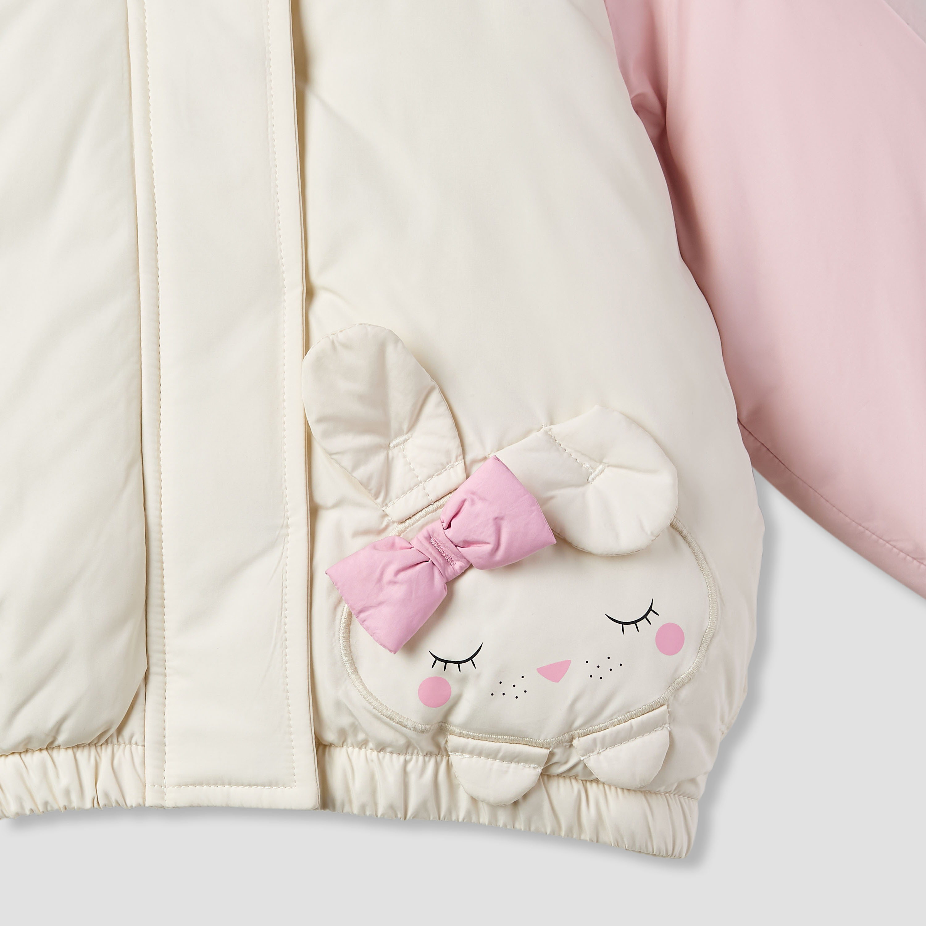 Juniors Ear Applique Hooded Heavy Jacket with Long Sleeves-baby-girls-clothing-jacketsandcoats-image-4