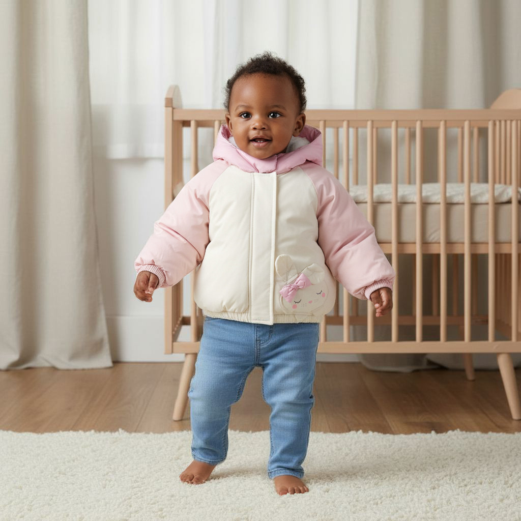جاكيت ثقيل بقبعة وأكمام طويلة وتزيينات أذن من جونيورز-baby-girls-clothing-jacketsandcoats-image-6