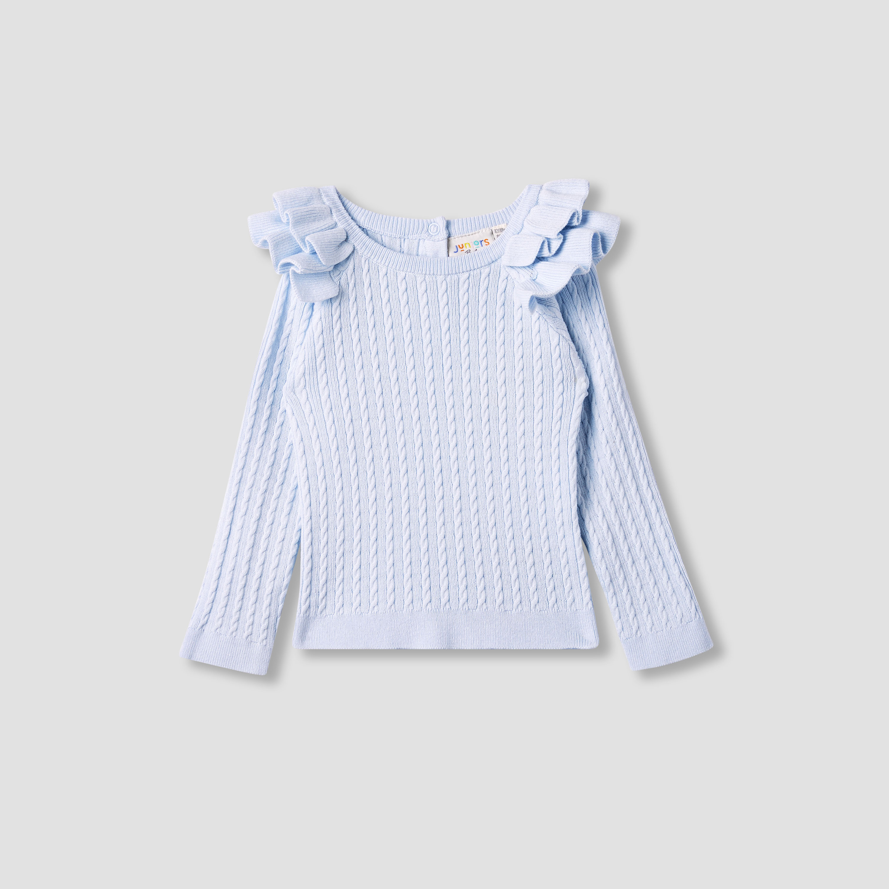 Juniors Textured Sweater with Long Sleeves and Ruffle Detail-baby-girls-clothing-jumpersandcardigans-image-1