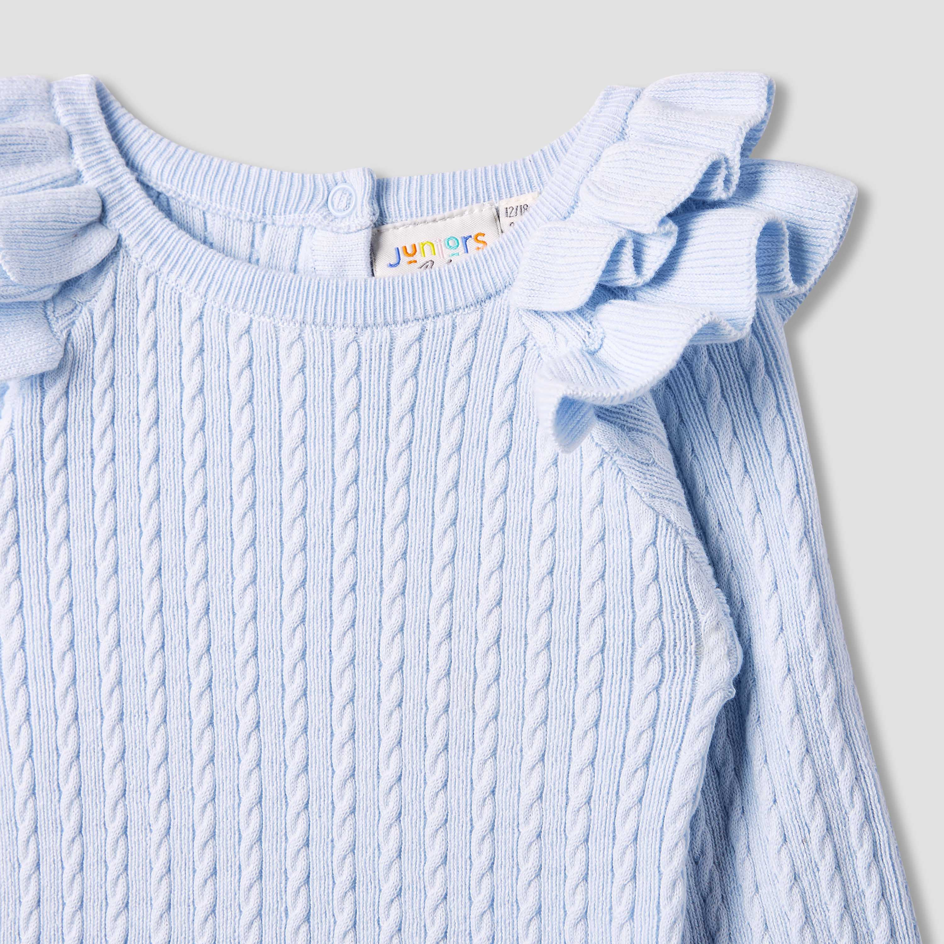 Juniors Textured Sweater with Long Sleeves and Ruffle Detail-baby-girls-clothing-jumpersandcardigans-image-5