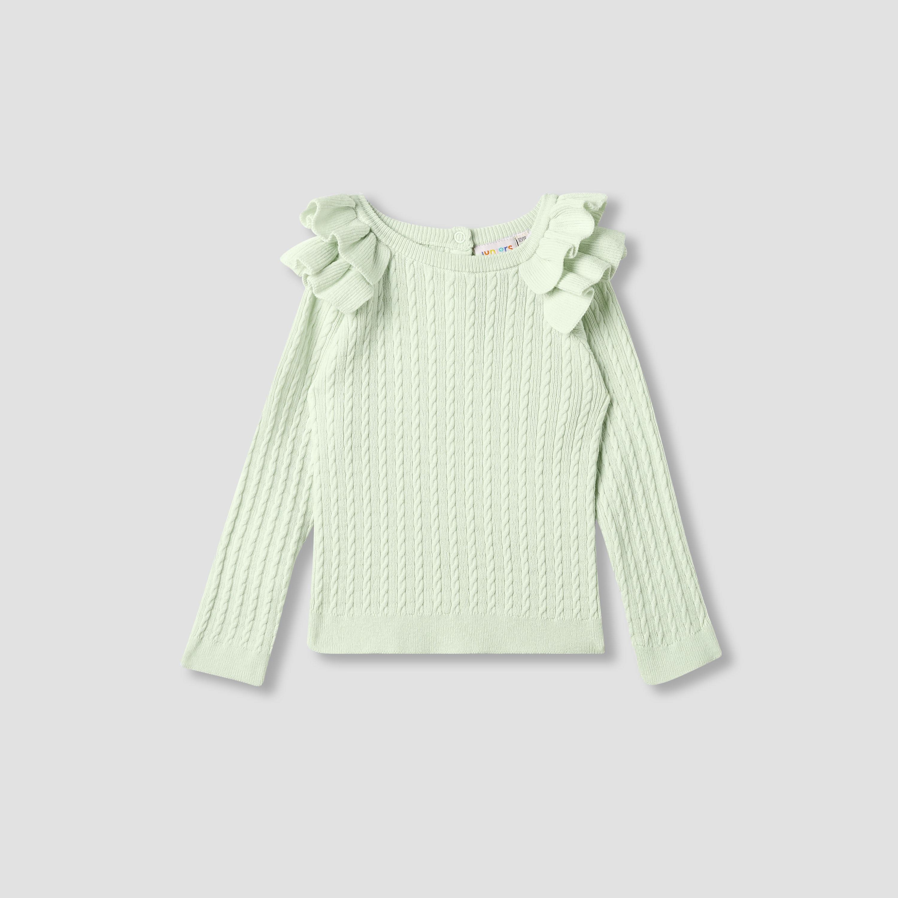 Juniors Textured Sweater with Long Sleeves and Ruffle Detail-baby-girls-clothing-jumpersandcardigans-image-2