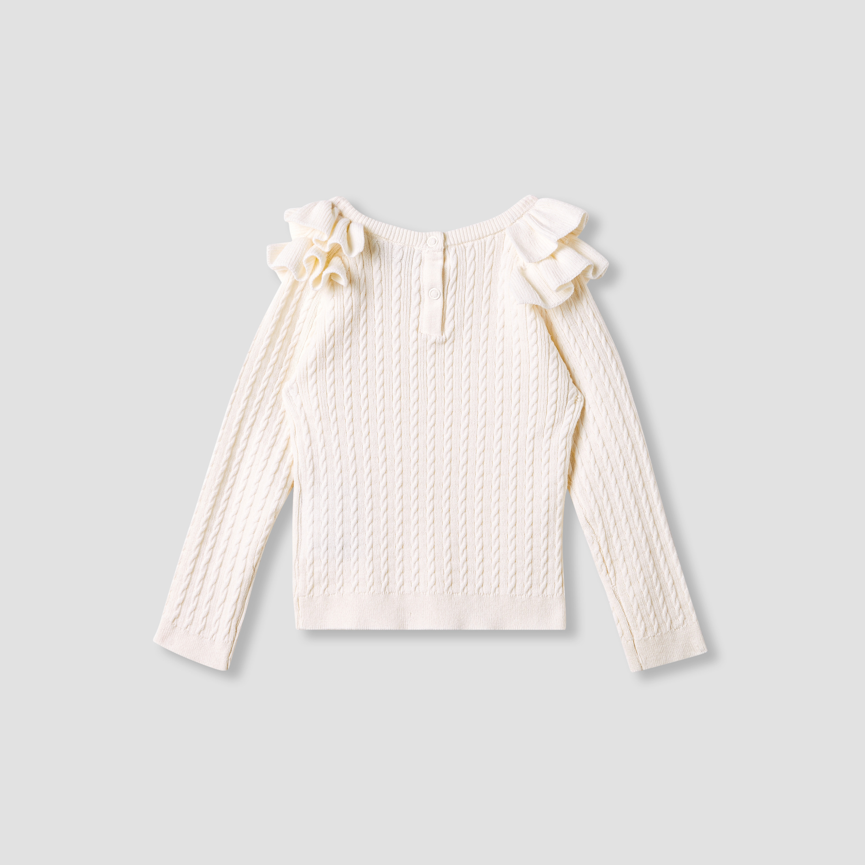 Juniors Textured Sweater with Long Sleeves and Ruffle Detail-baby-girls-clothing-jumpersandcardigans-image-2
