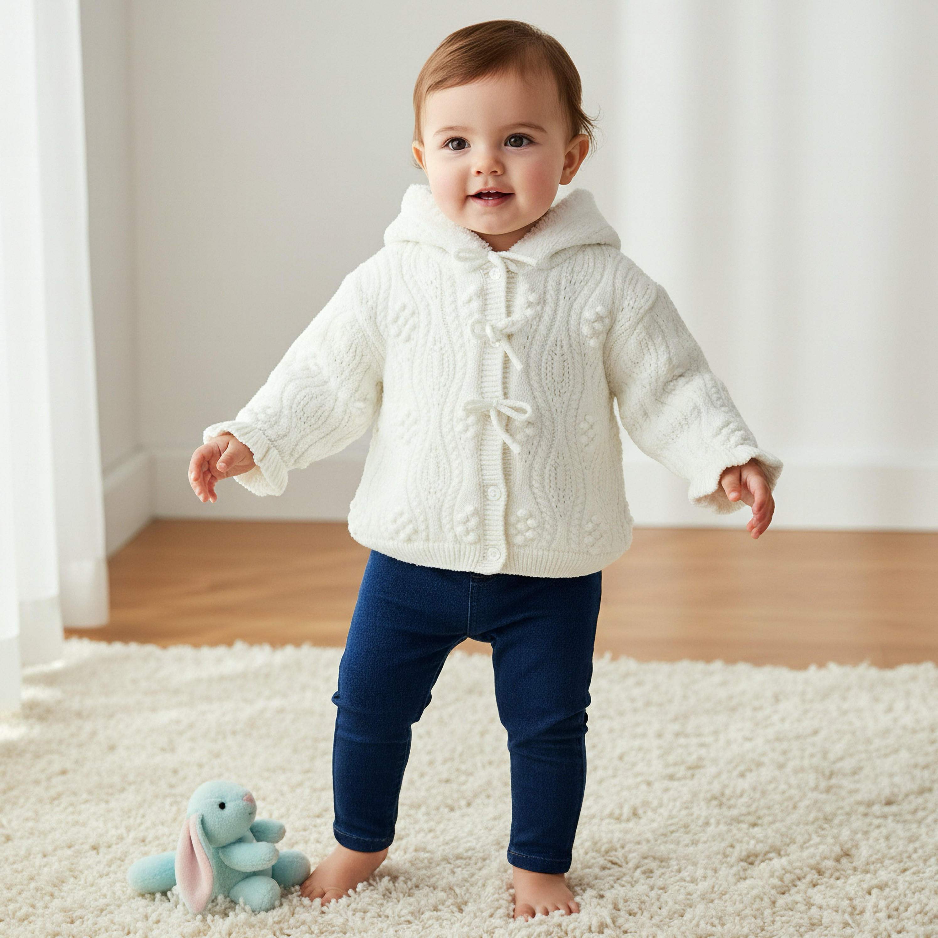 Juniors Textured Hooded Cardigan with Long Sleeves-baby-girls-clothing-jumpersandcardigans-image-1