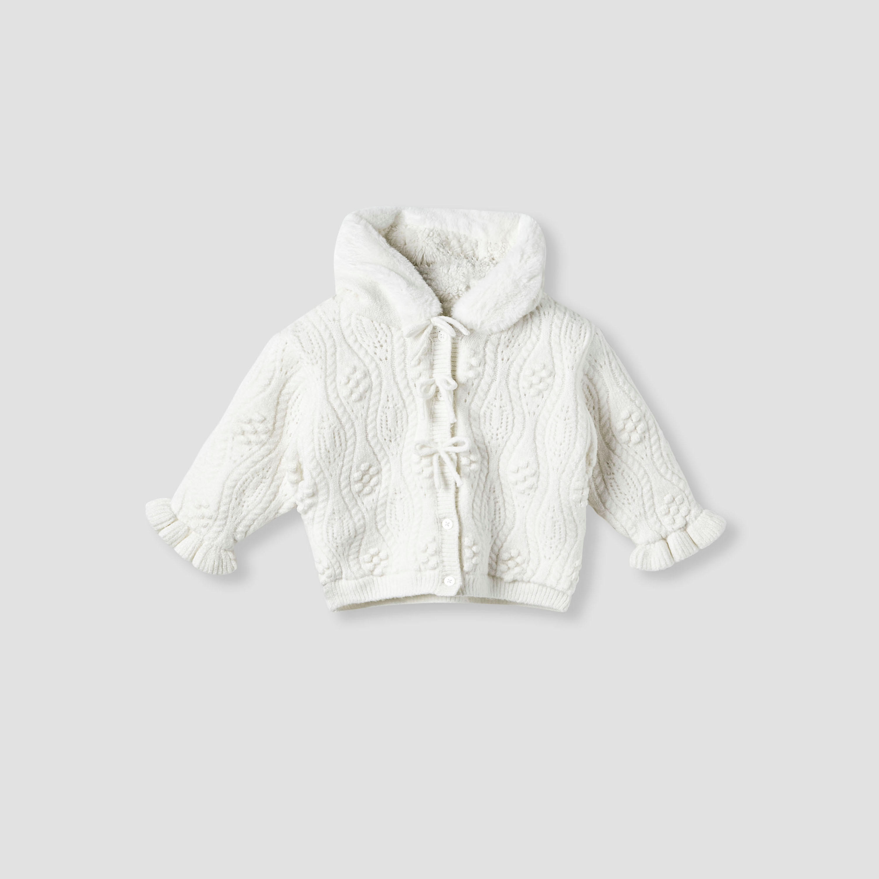 Juniors Textured Hooded Cardigan with Long Sleeves-baby-girls-clothing-jumpersandcardigans-image-2