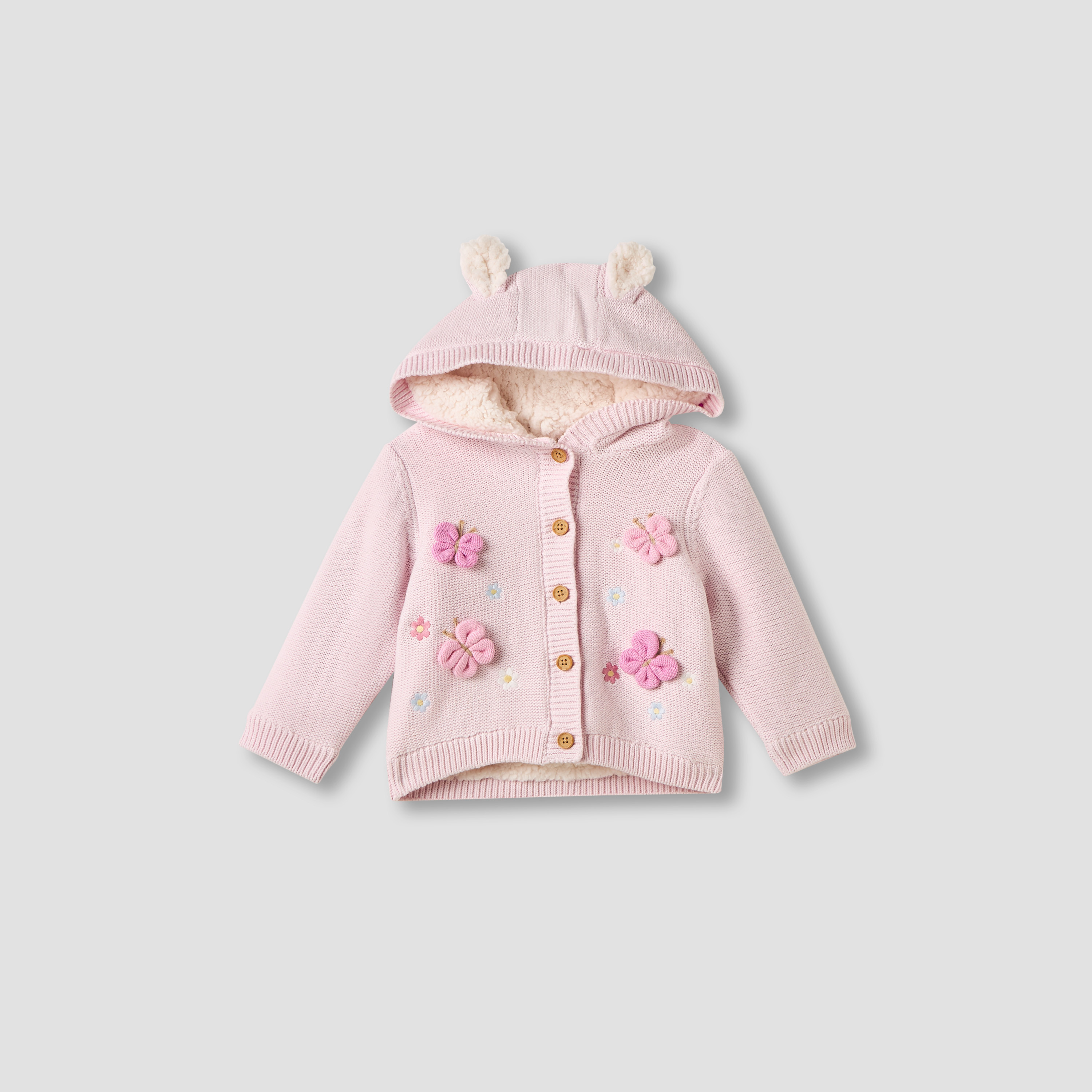 Juniors Butterfly Applique Hooded Cardigan with Long Sleeves-baby-girls-clothing-jumpersandcardigans-image-2
