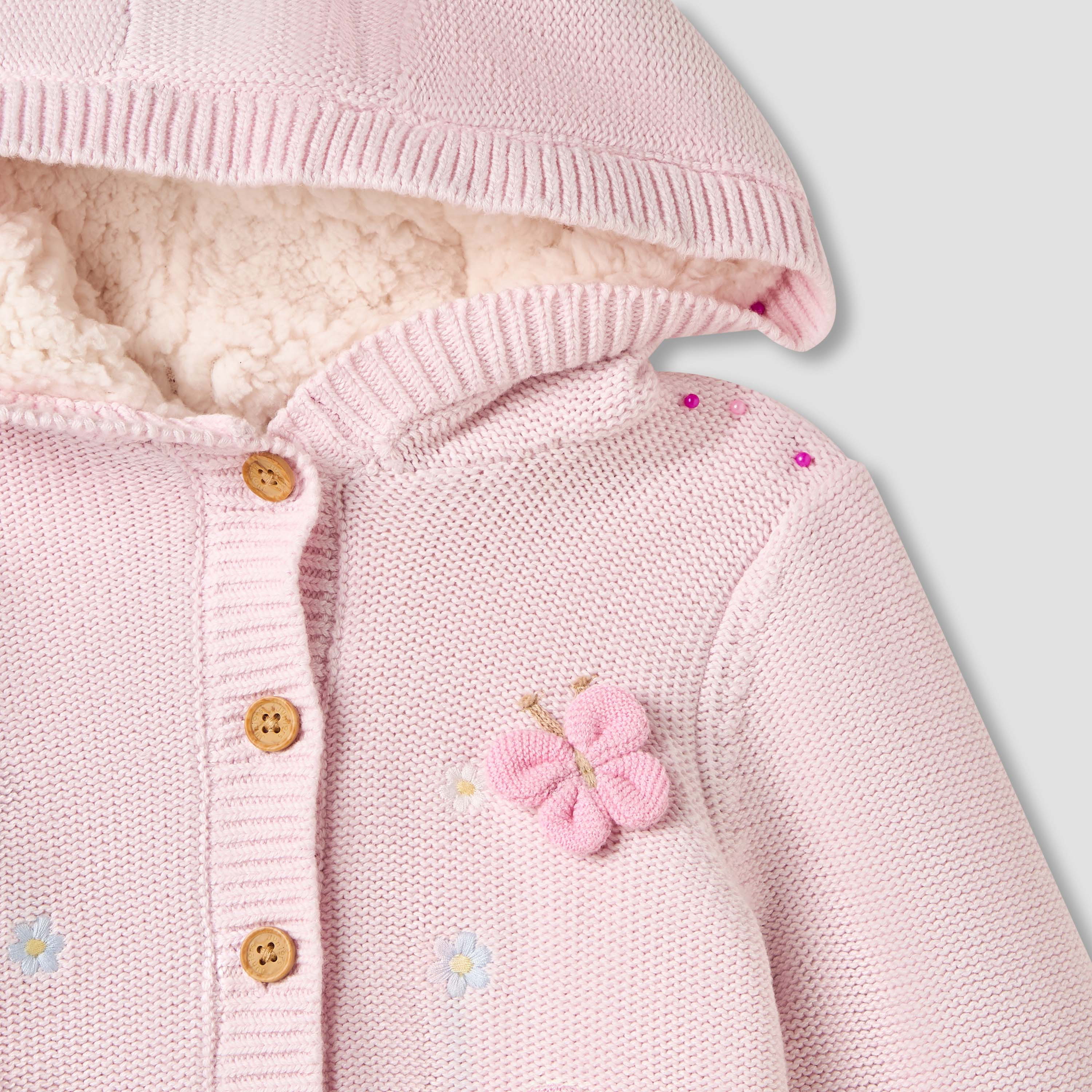 Juniors Butterfly Applique Hooded Cardigan with Long Sleeves-baby-girls-clothing-jumpersandcardigans-image-4