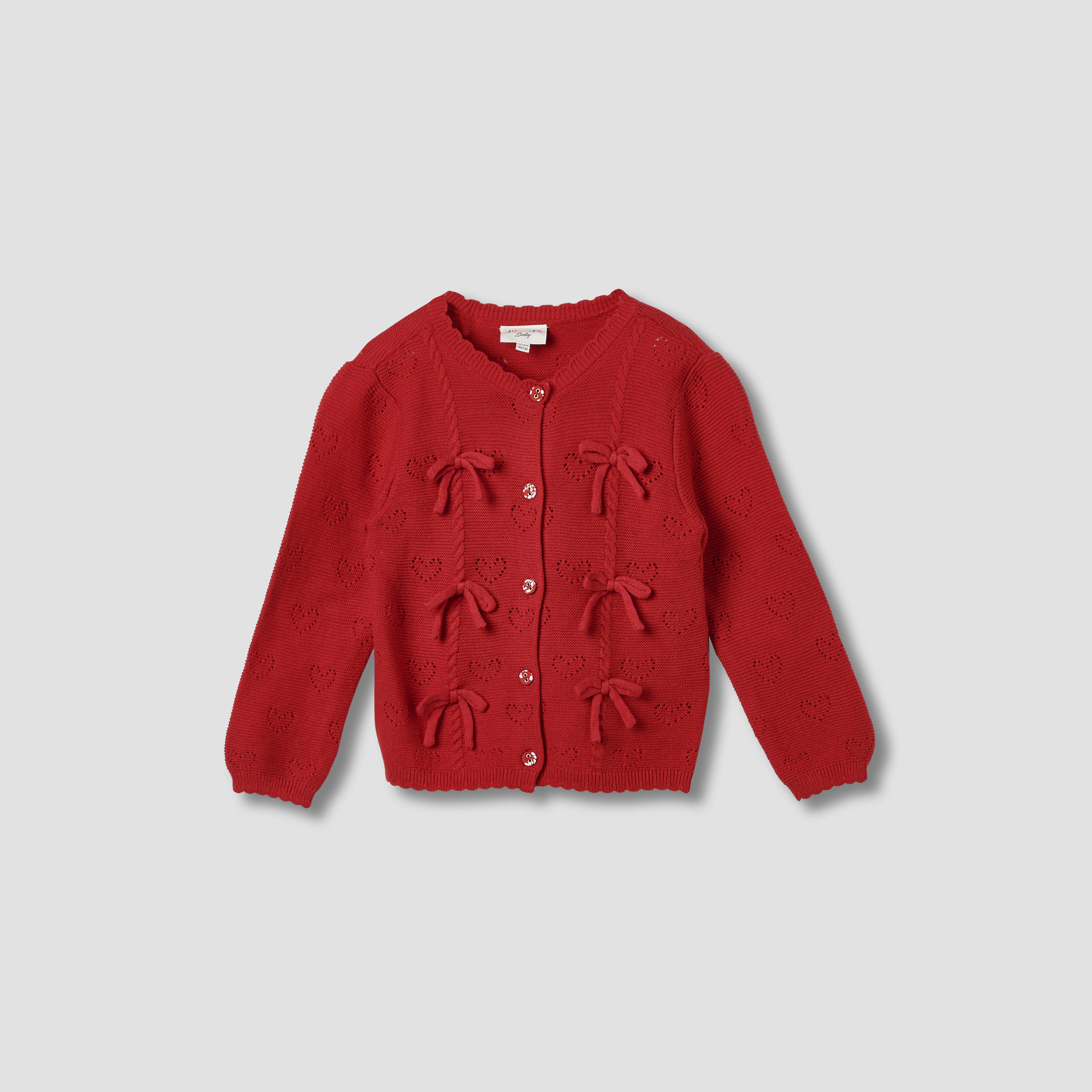 كارديجان منسوج بأكمام طويلة وفيونكة من جونيورز-baby-girls-clothing-jumpersandcardigans-image-6