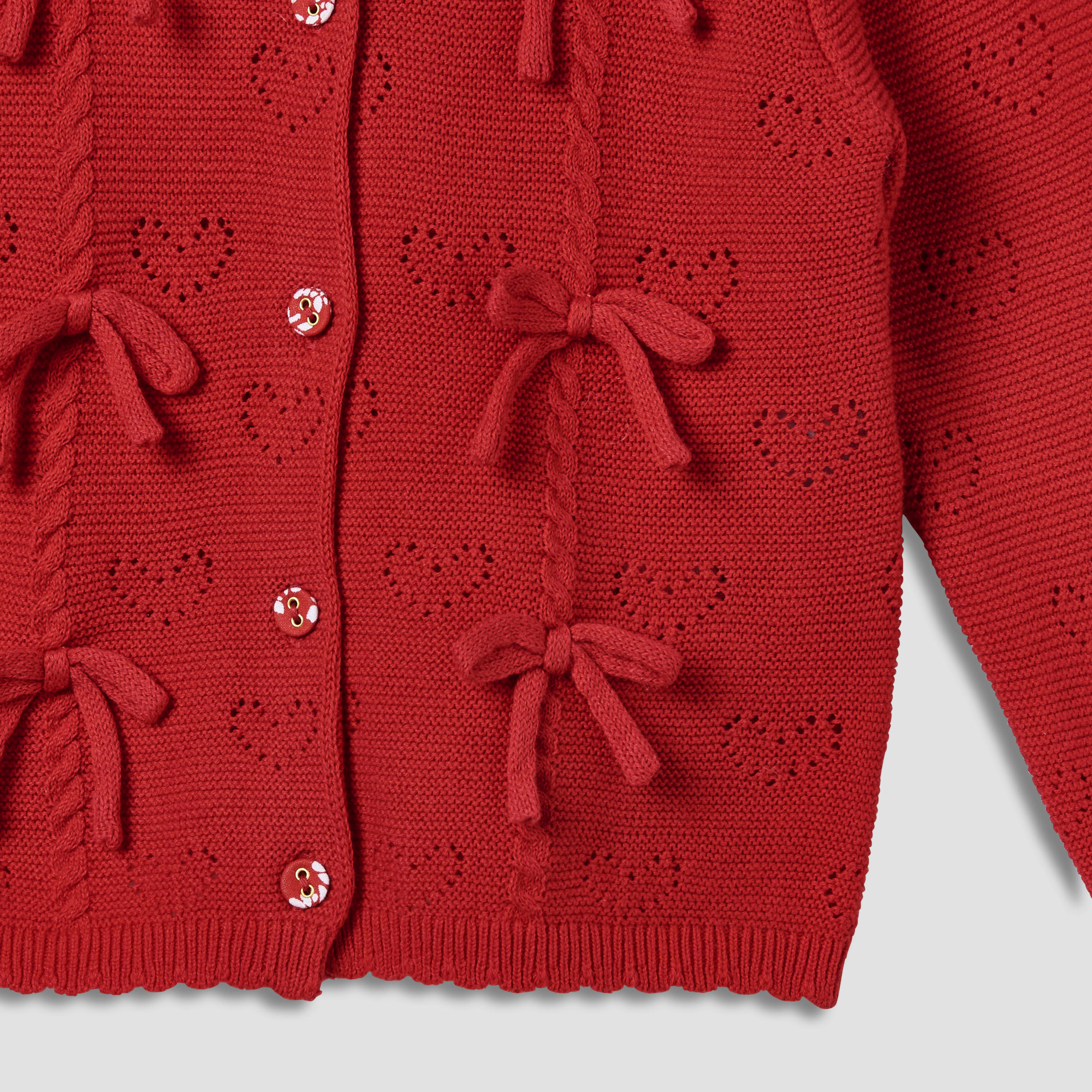 كارديجان منسوج بأكمام طويلة وفيونكة من جونيورز-baby-girls-clothing-jumpersandcardigans-image-4