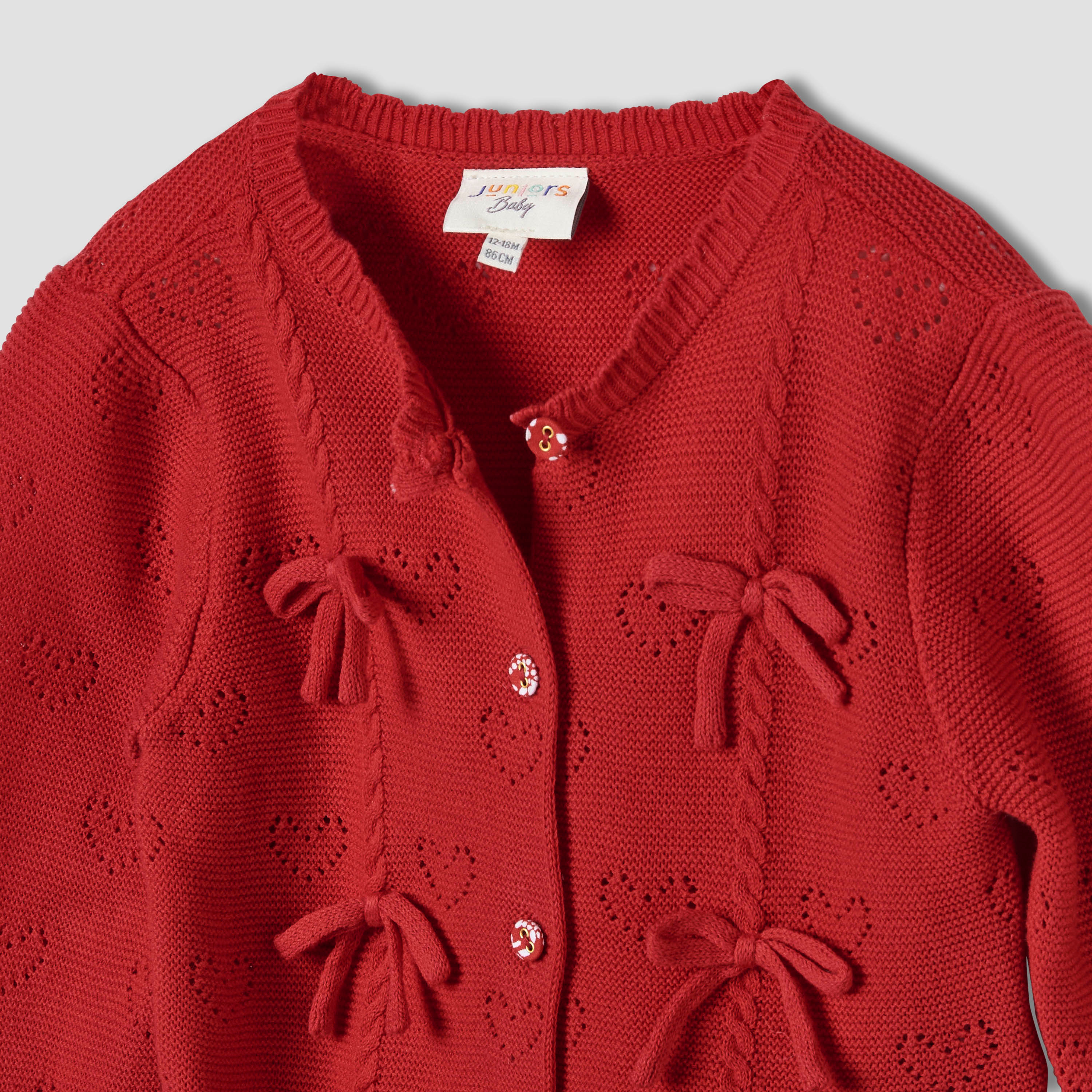 كارديجان منسوج بأكمام طويلة وفيونكة من جونيورز-baby-girls-clothing-jumpersandcardigans-image-3