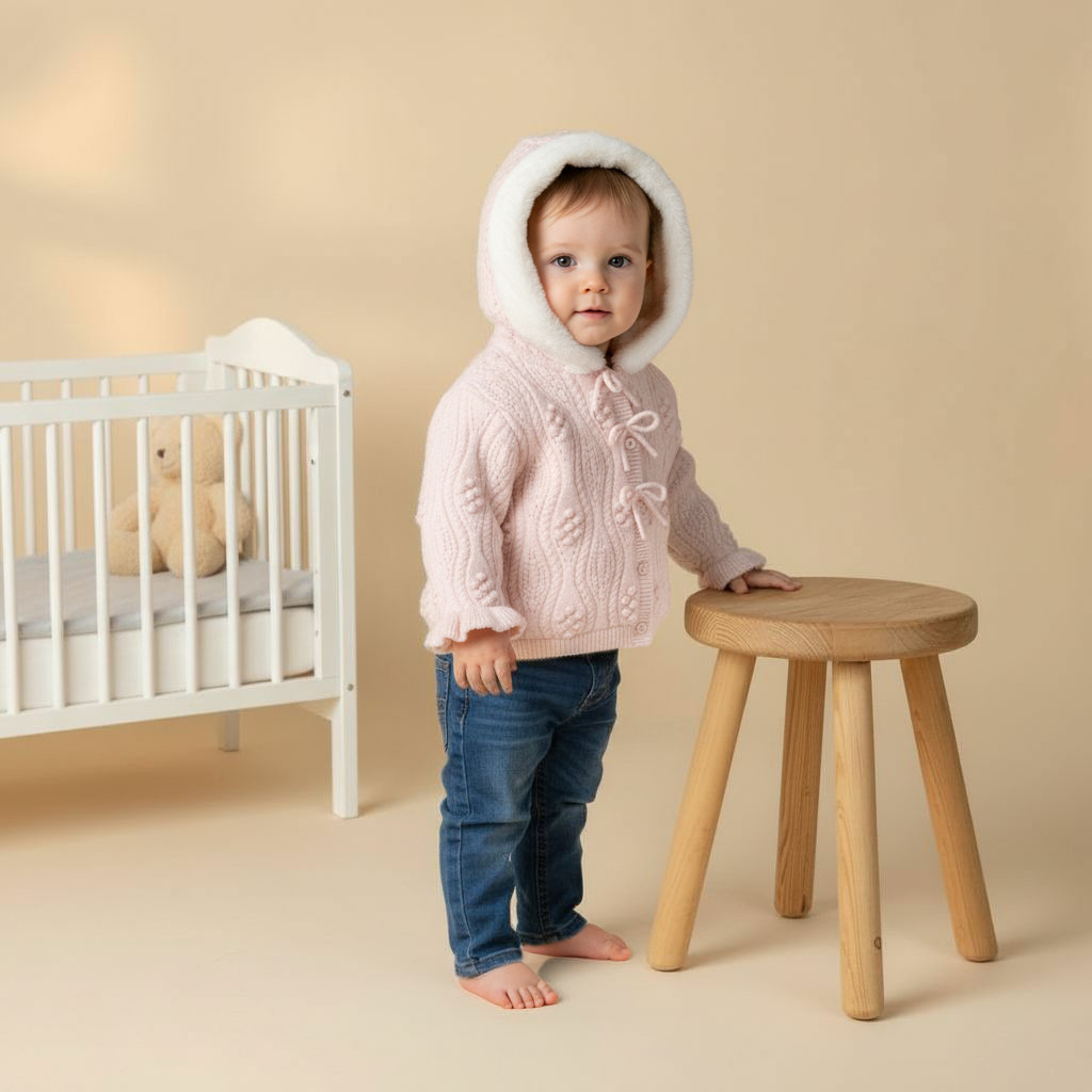 Juniors Textured Hooded Cardigan with Long Sleeves-baby-girls-clothing-jumpersandcardigans-image-1