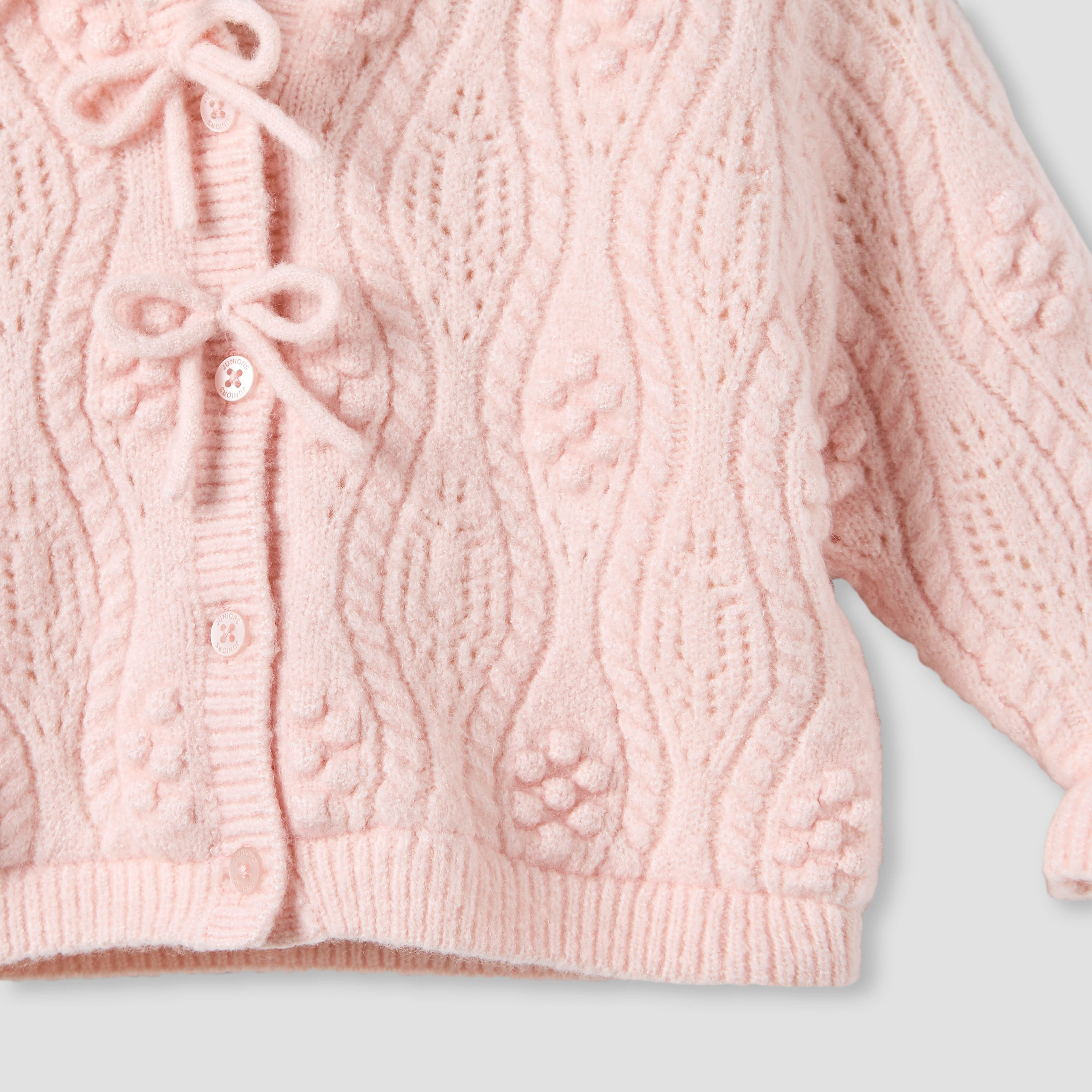 Juniors Textured Hooded Cardigan with Long Sleeves-baby-girls-clothing-jumpersandcardigans-image-5