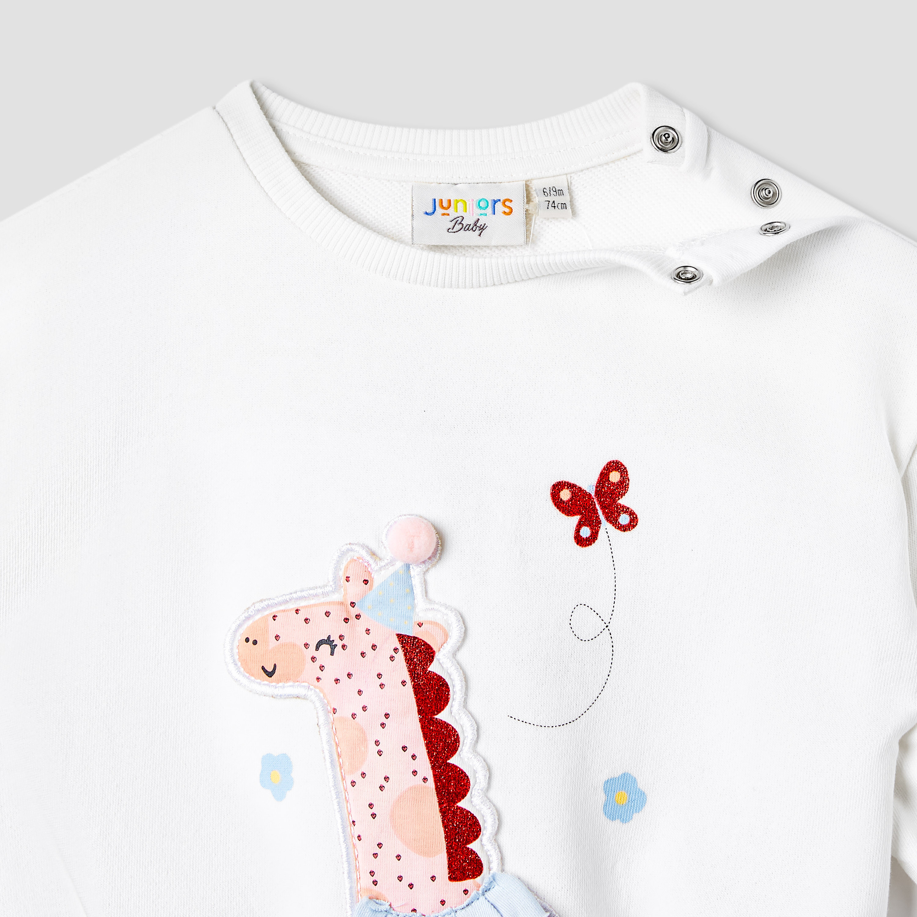 Juniors Giraffe Applique Sweatshirt with Long Sleeves-baby-girls-clothing-winterwear-sweatshirts-image-3