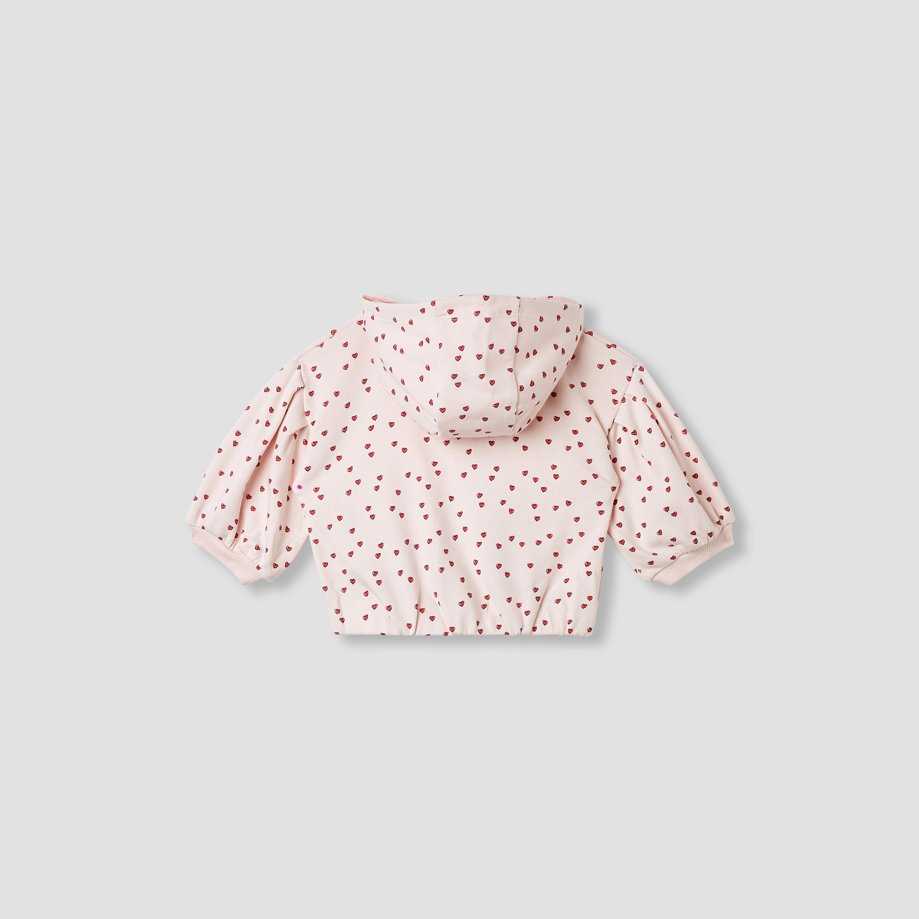 Juniors Heart Print Zip Through Jacket with Long Sleeves-baby-girls-clothing-winterwear-jacketsandcoats-image-2