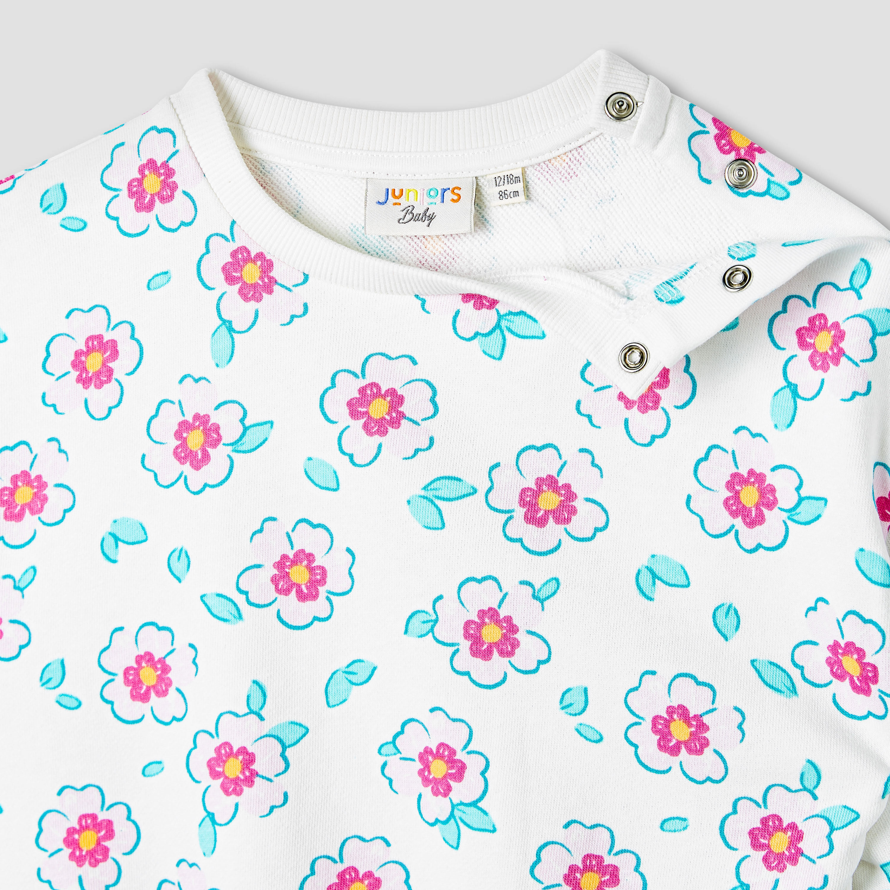 سويت شيرت بطبعات أزهار وأكمام طويلة من جونيورز-baby-girls-clothing-winterwear-sweatshirts-image-2
