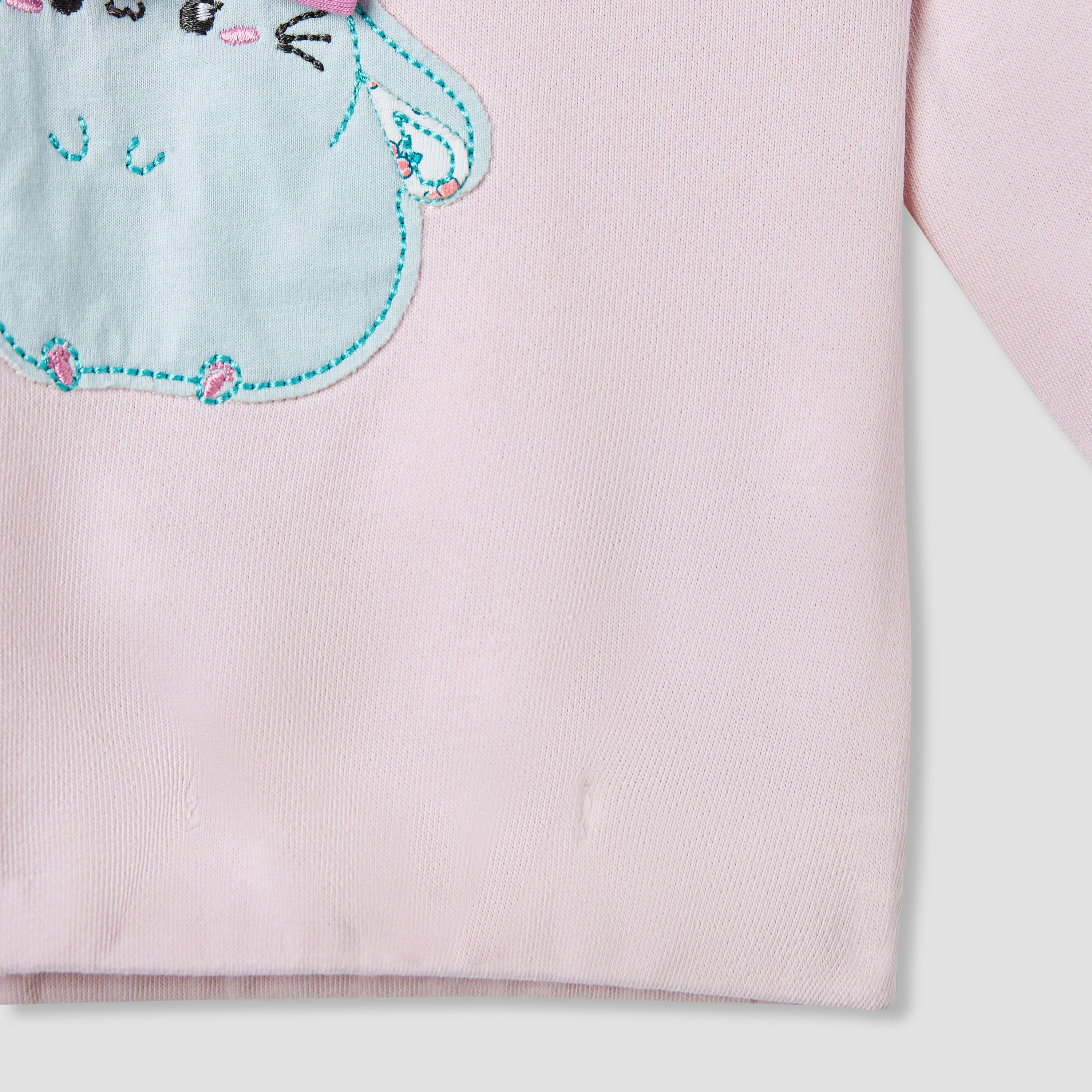 Juniors Applique Detail Sweatshirt with Long Sleeves-baby-girls-clothing-sweatshirts-image-4