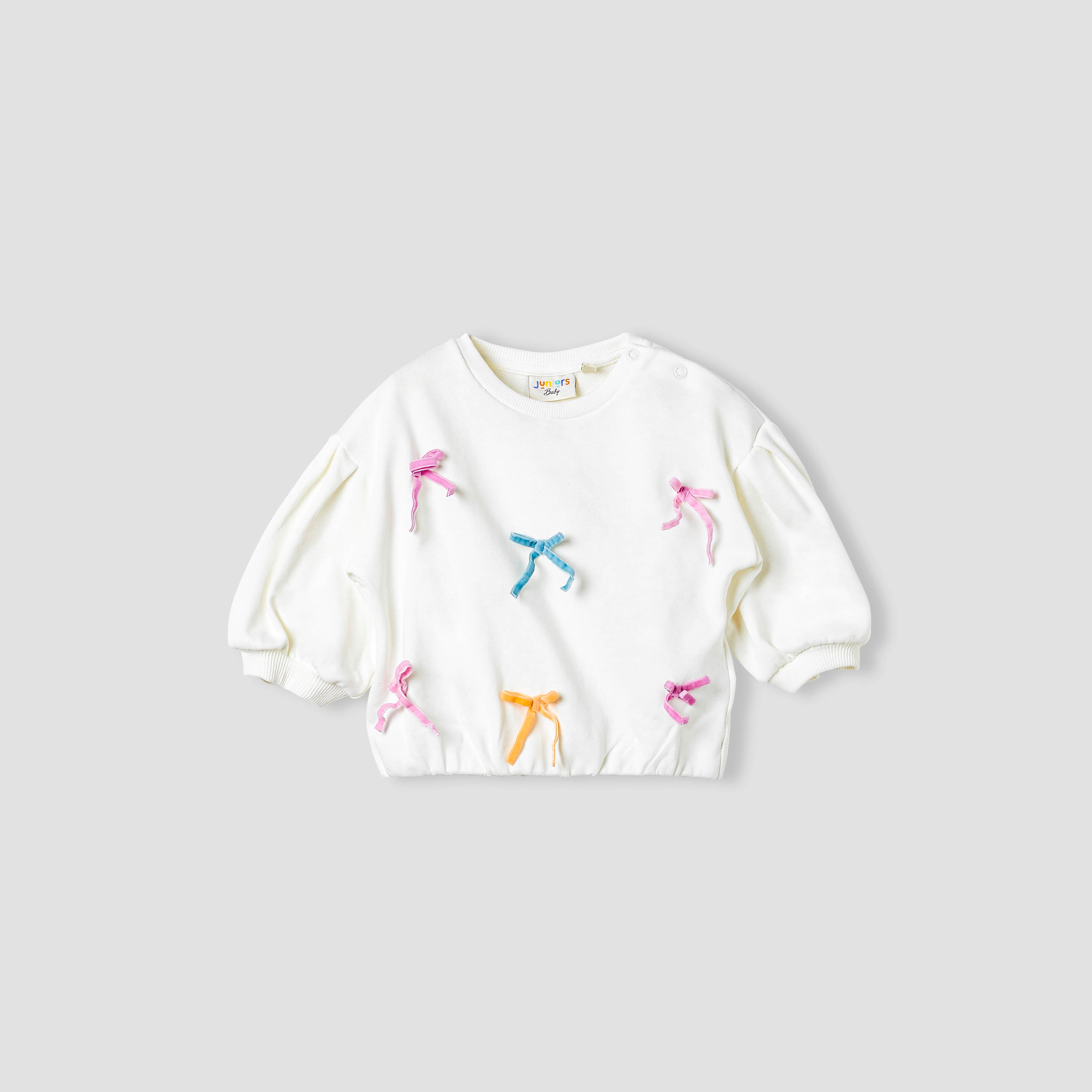 Juniors Bow Detail Sweatshirt with Long Sleeves-baby-girls-clothing-winterwear-sweatshirts-image-1
