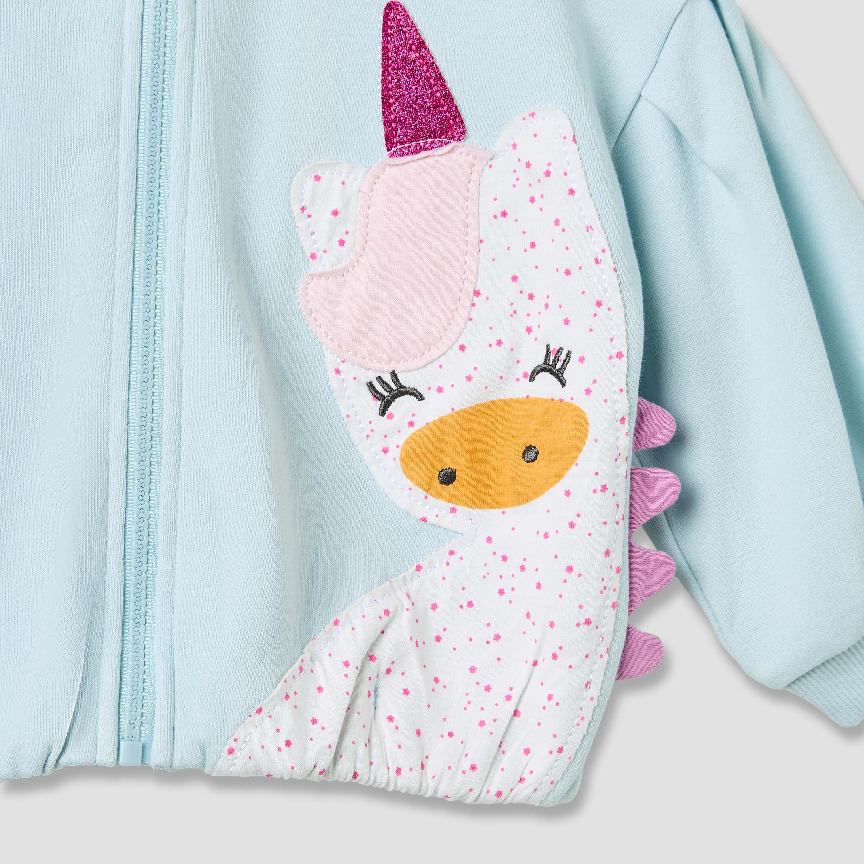 Juniors Unicorn Applique Hooded Sweatshirt with Long Sleeves-baby-girls-clothing-winterwear-sweatshirts-image-4