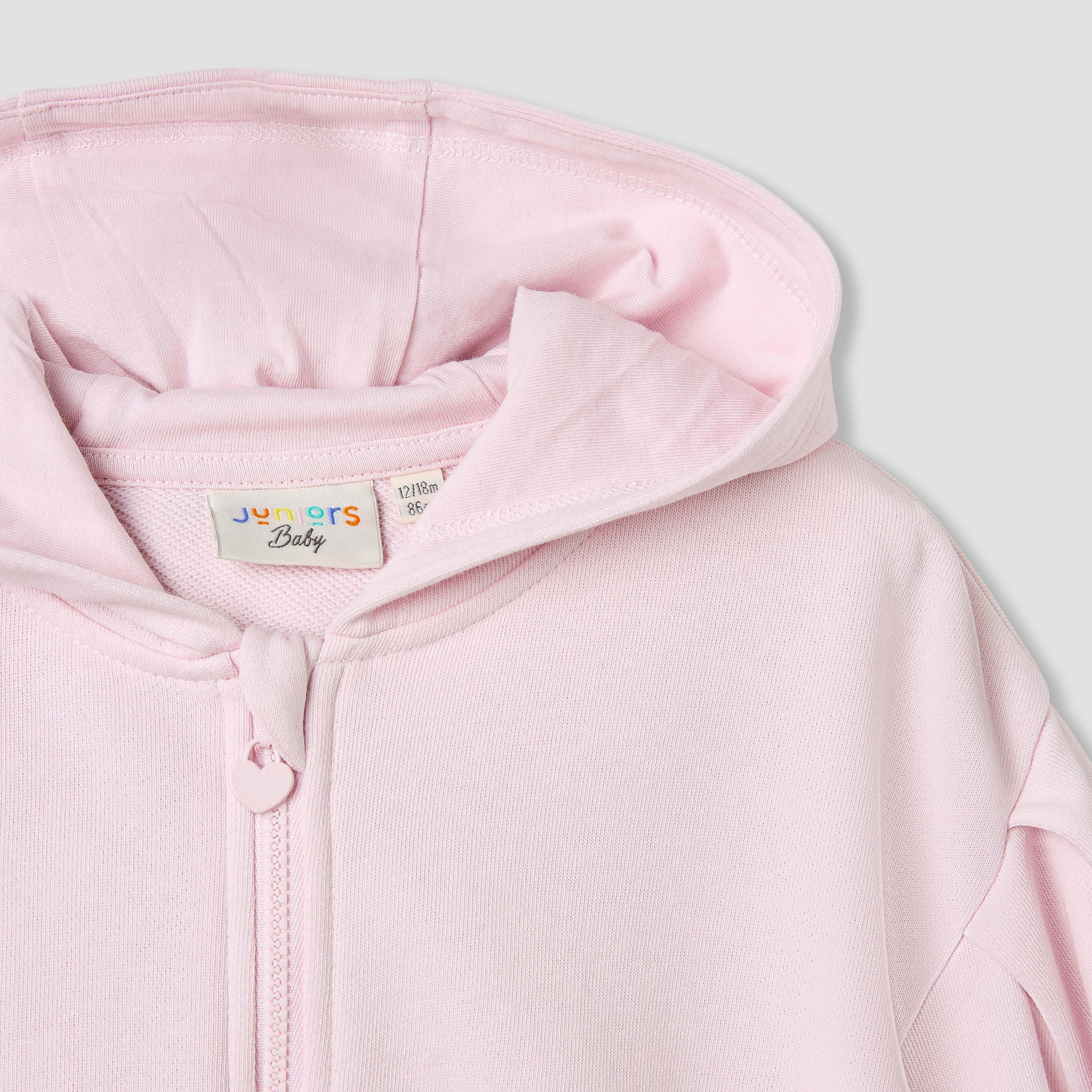 Juniors Floral Print Hooded Sweatshirt with Long Sleeves-baby-girls-clothing-winterwear-sweatshirts-image-3