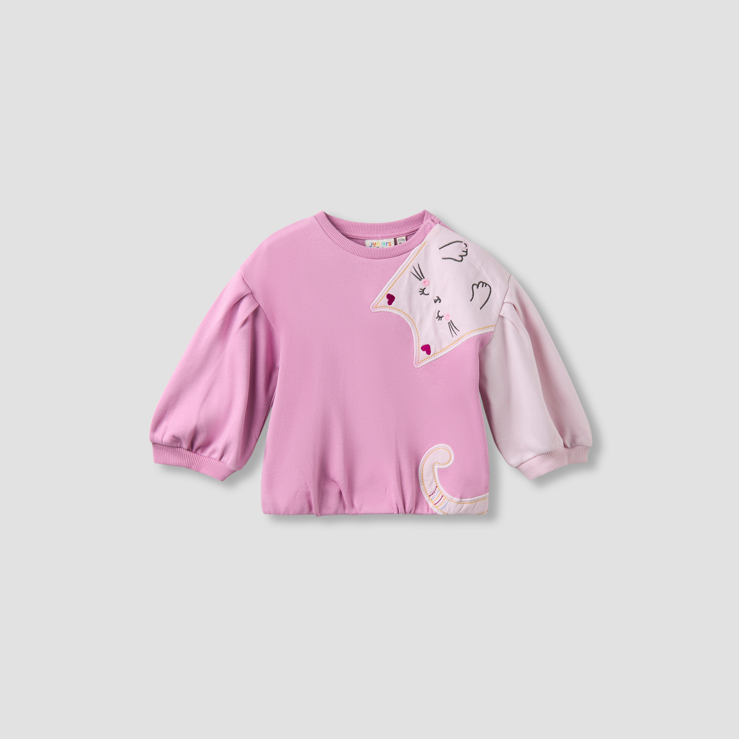 سويت شيرت بياقة مستديرة وأكمام طويلة وزخارف قطة للبنات من جونيورز-baby-girls-clothing-winterwear-sweatshirts-image-4