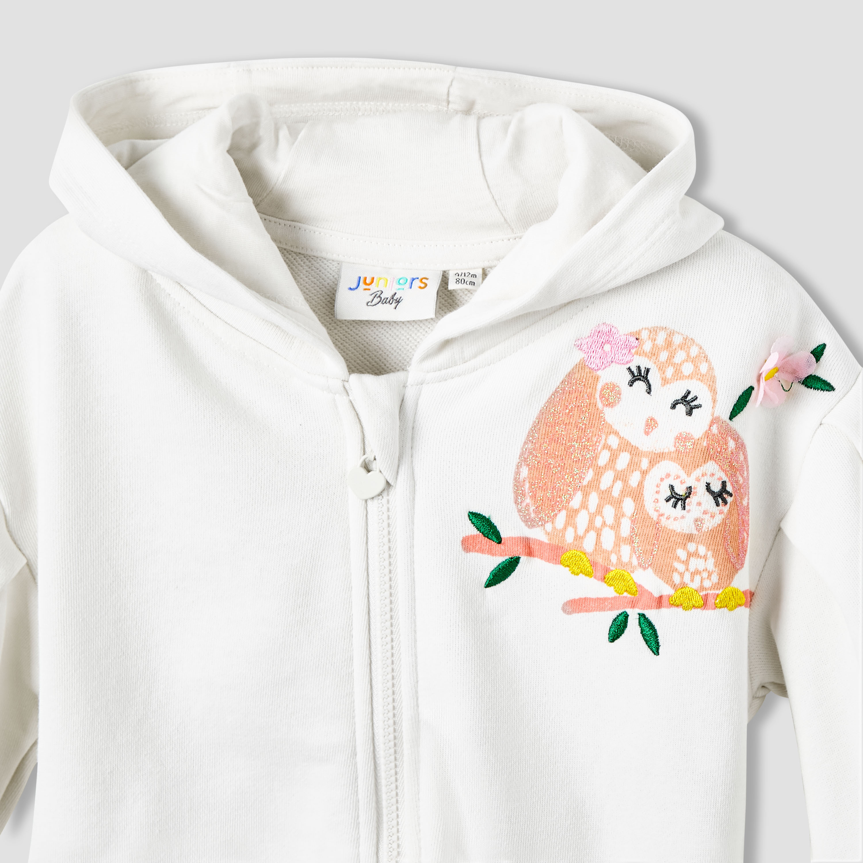 سويت شيرت بقبعة وأكمام طويلة وطبعات بومة للبنات من جونيورز-baby-girls-clothing-winterwear-sweatshirts-image-2