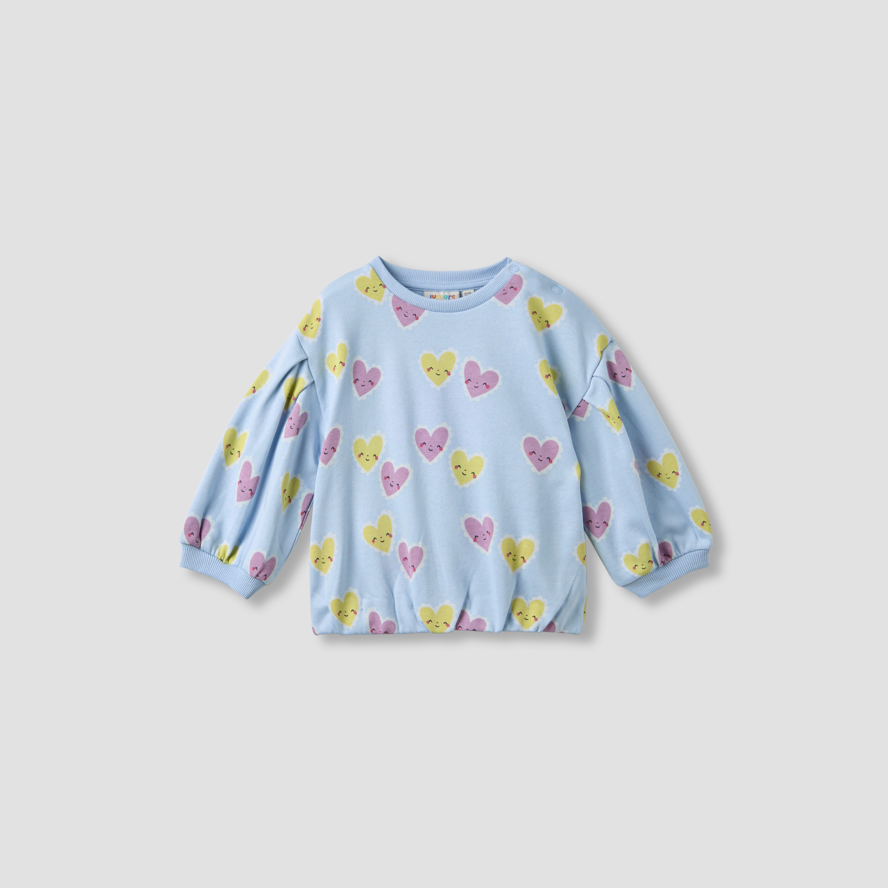 Juniors Girls Round Neck Sweatshirt with Heart Print - Cotton - Long Sleeves-baby-girls-clothing-winterwear-sweatshirts-image-1