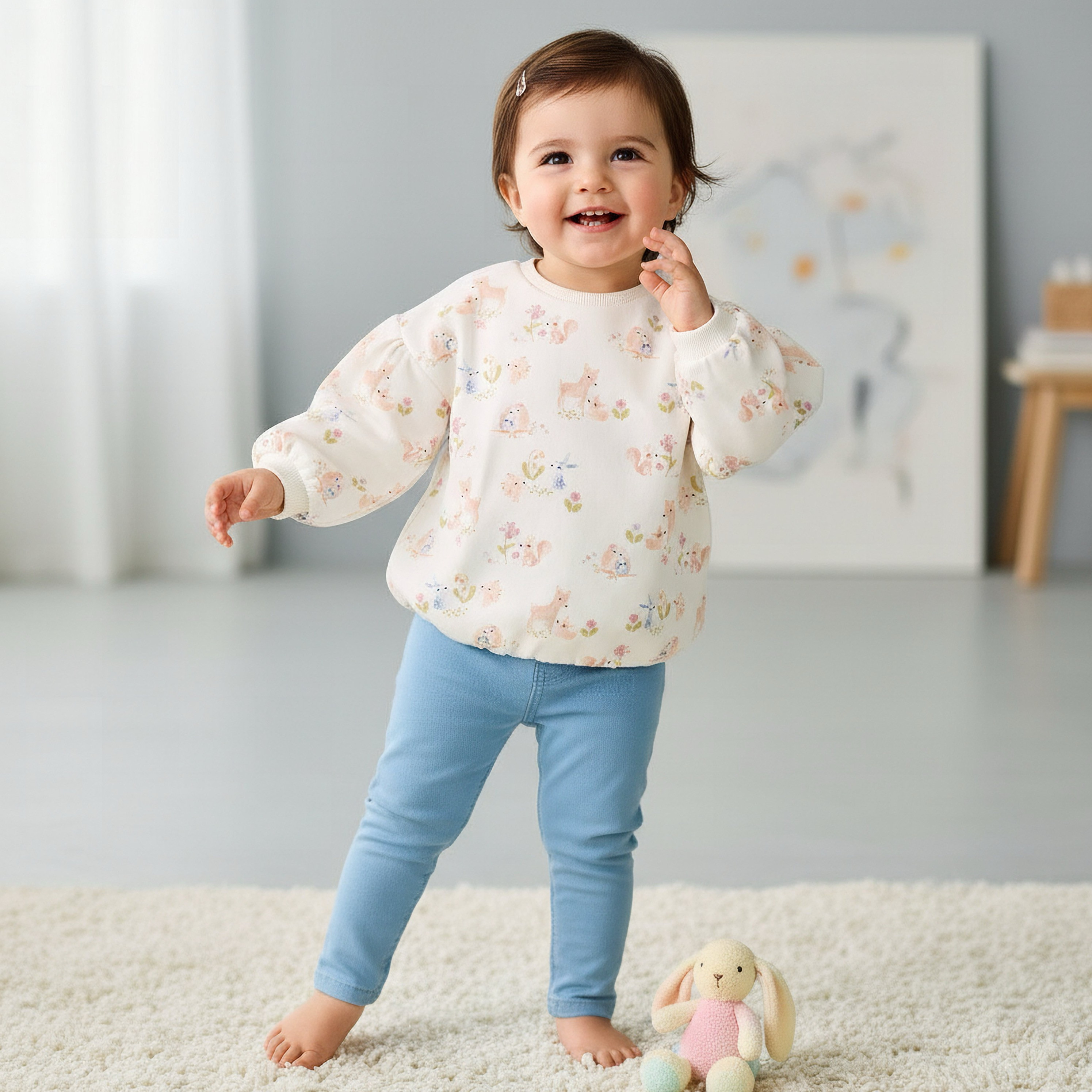 Juniors Animal Print Long Sleeves Sweatshirt-baby-girls-clothing-winterwear-sweatshirts-image-1