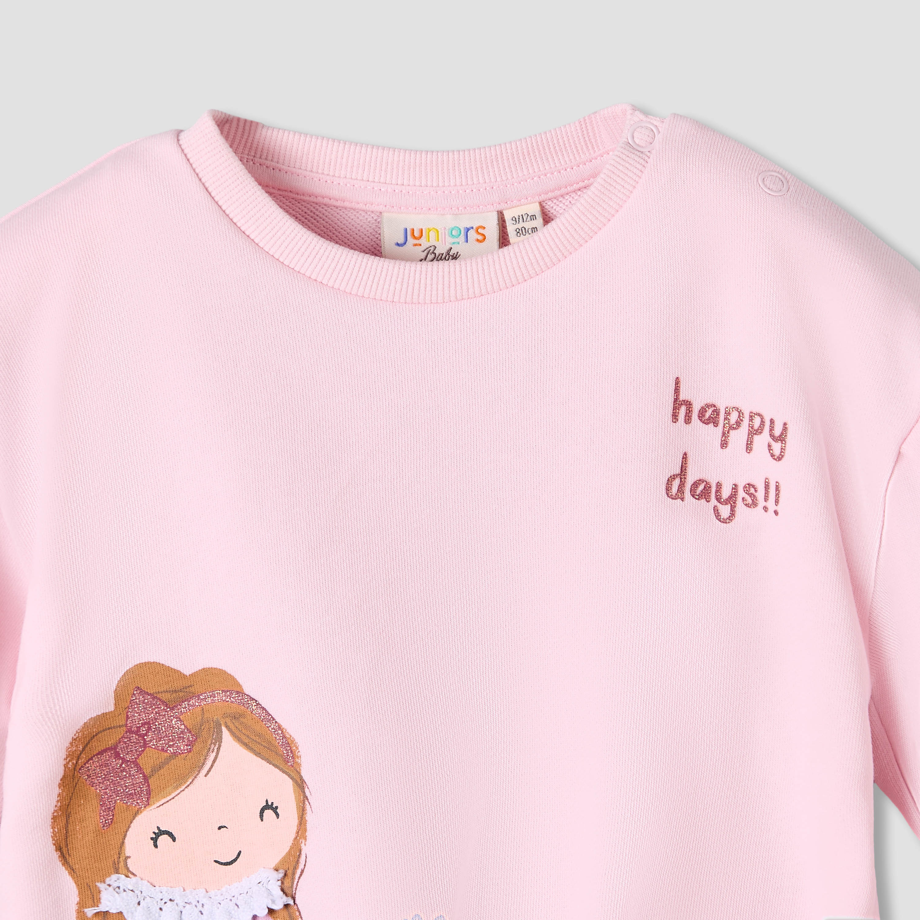 Juniors Graphic Print Sweatshirt with Long Sleeves-baby-girls-clothing-sweatshirts-image-4