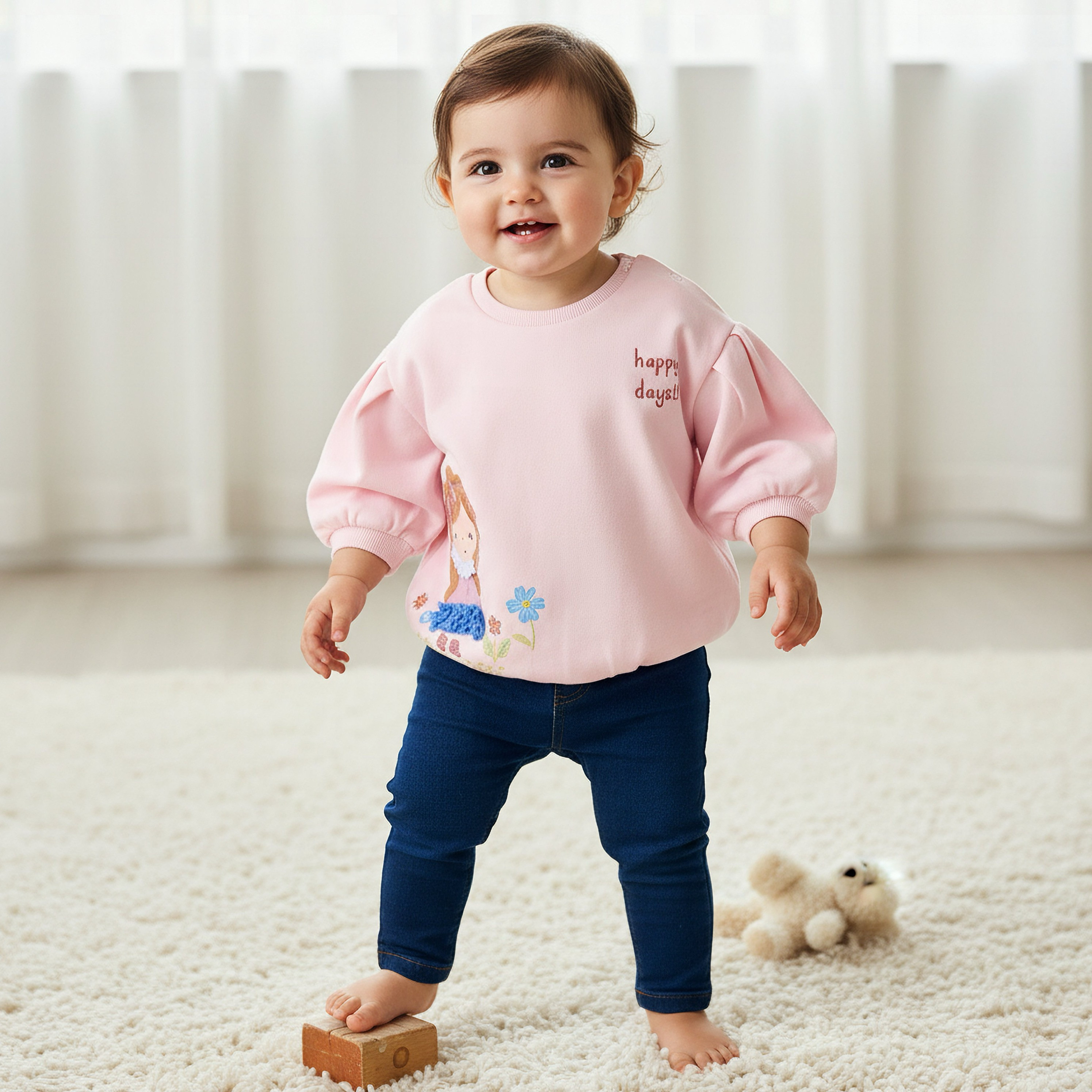 Juniors Graphic Print Sweatshirt with Long Sleeves-baby-girls-clothing-sweatshirts-image-1