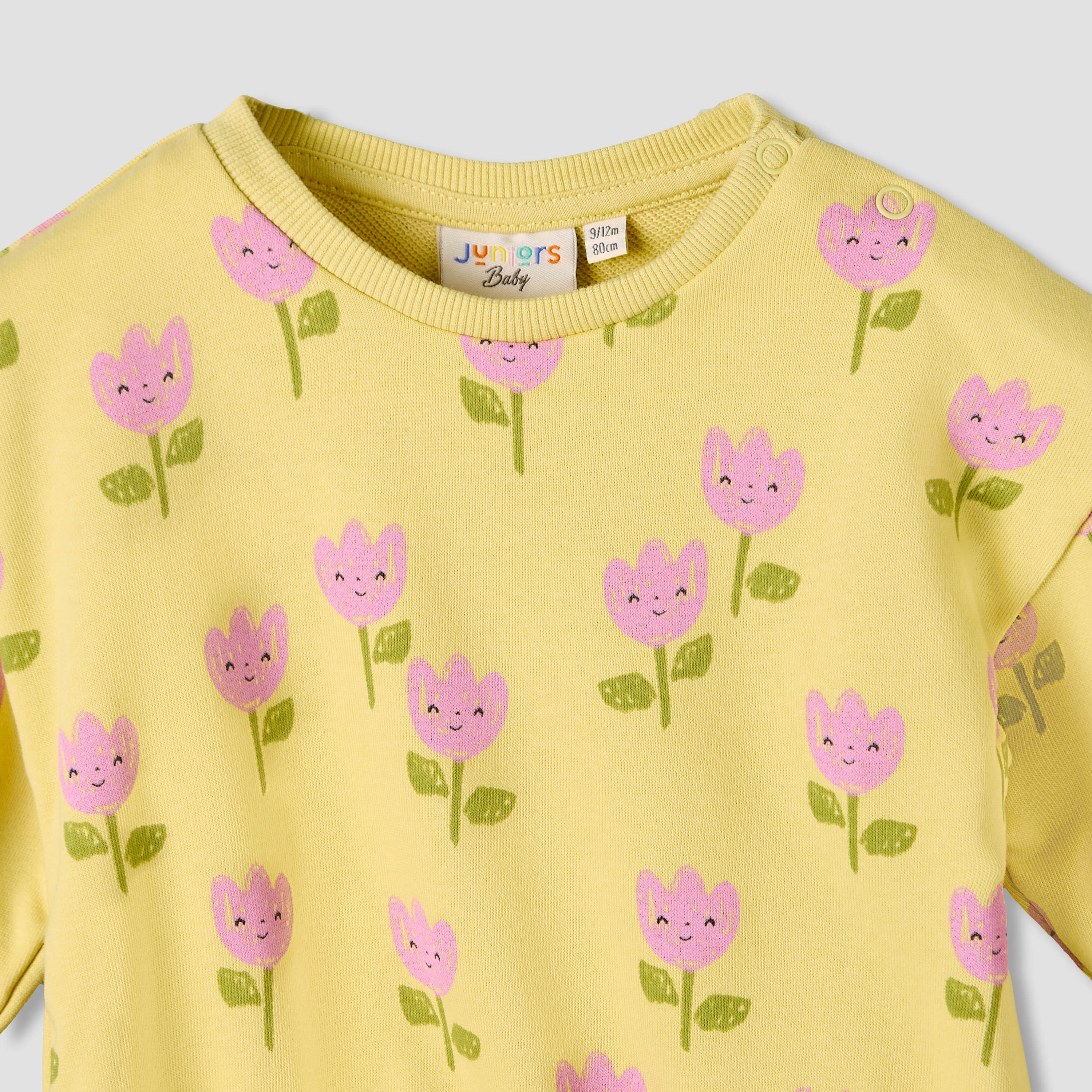 Juniors Floral Print Sweatshirt with Long Sleeves-baby-girls-clothing-winterwear-sweatshirts-image-4