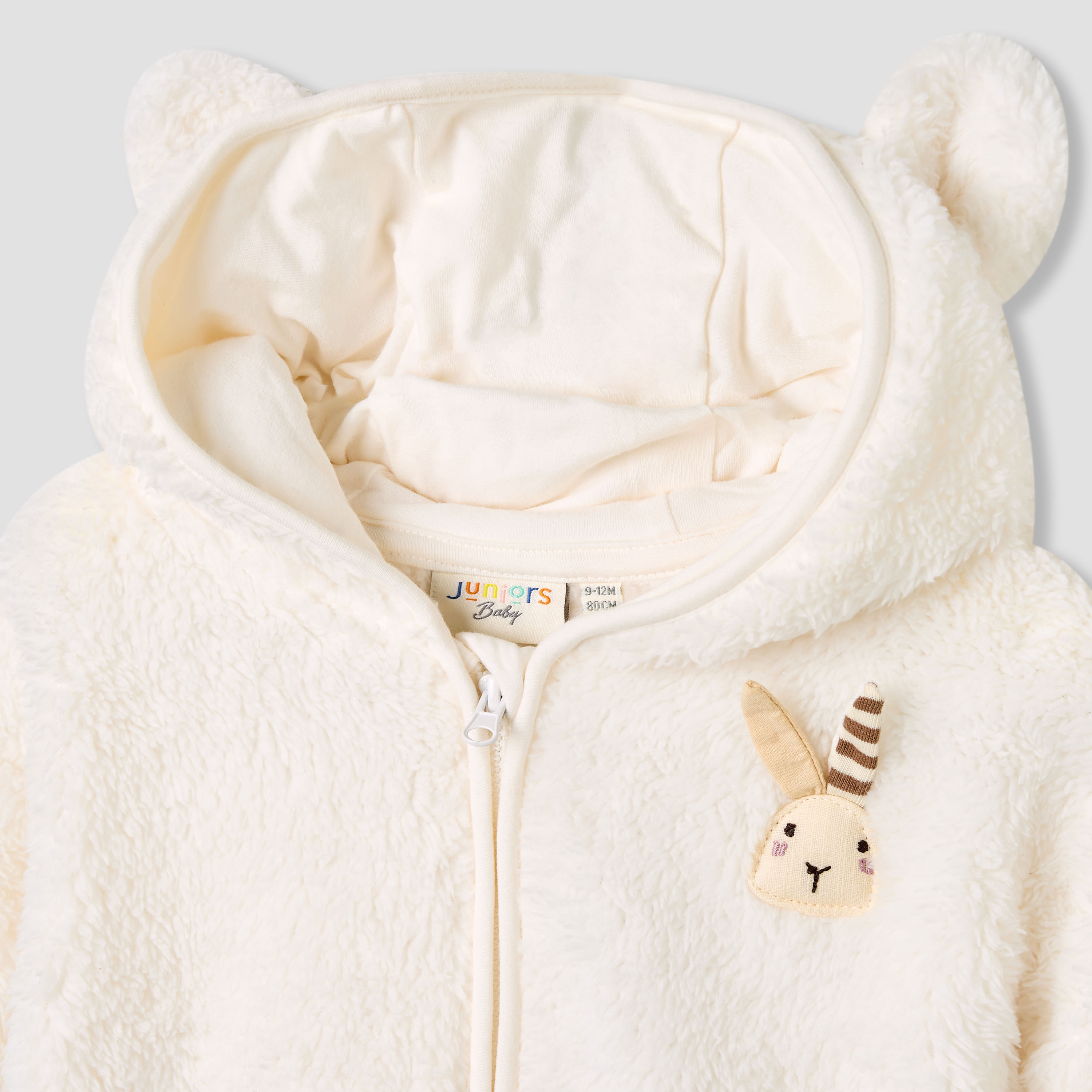Juniors Bunny Applique Hoodie with Long Sleeves-baby-girls-clothing-winterwear-jacketsandcoats-image-3